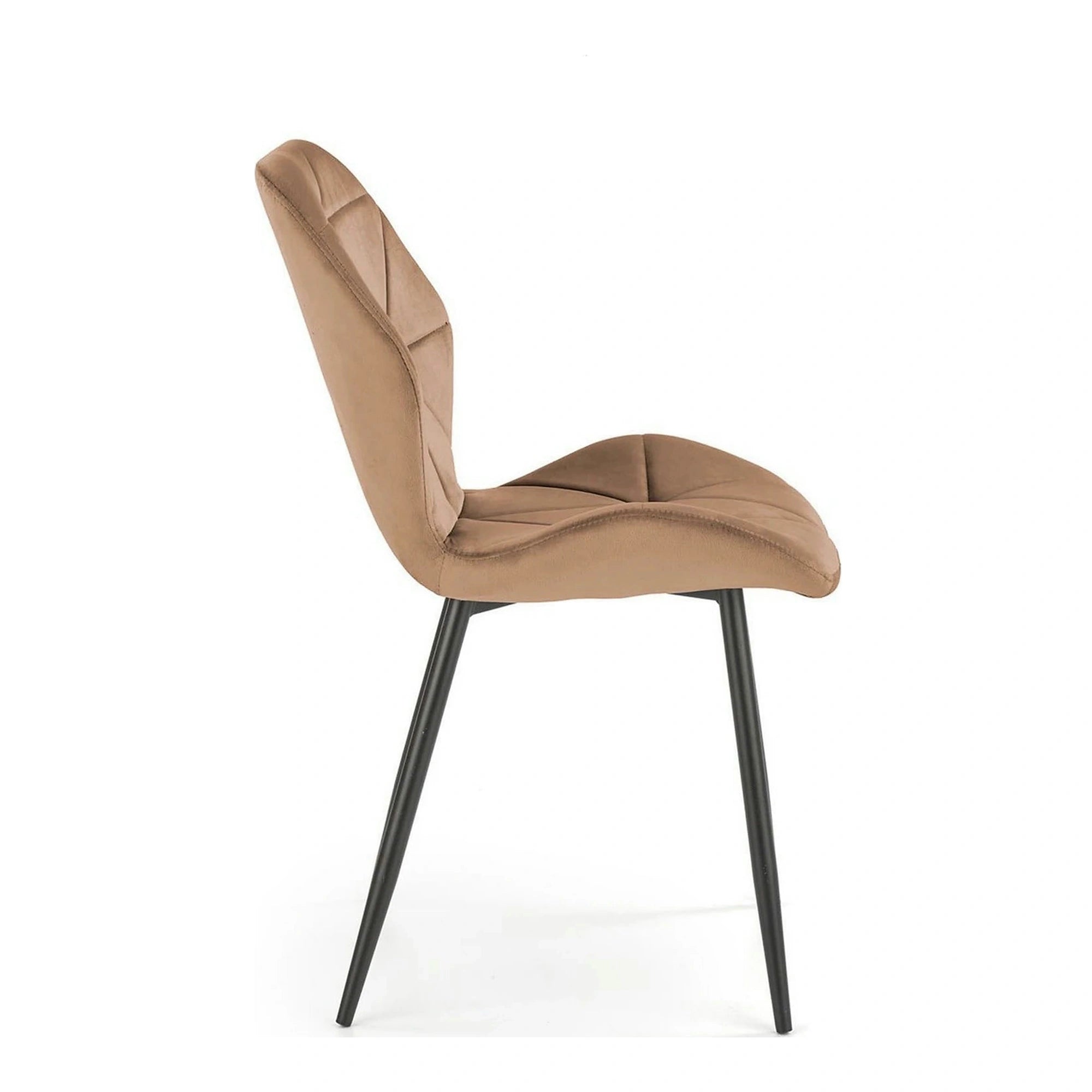 Scaun K453, bej/negru, stofa catifelata/metal, 48x53x86 cm