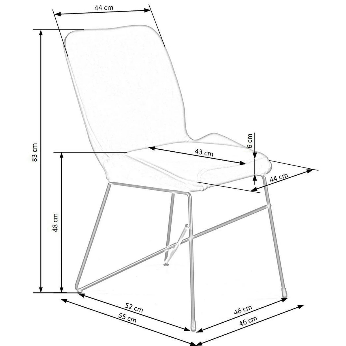 Scaun K454, verde/negru, stofa catifelata/metal, 46x55x83 cm