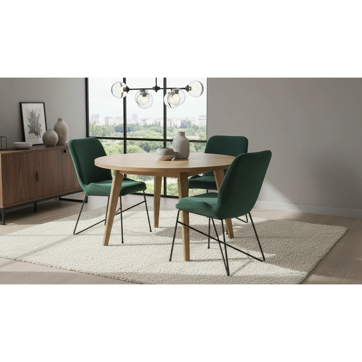 Scaun K454, verde/negru, stofa catifelata/metal, 46x55x83 cm