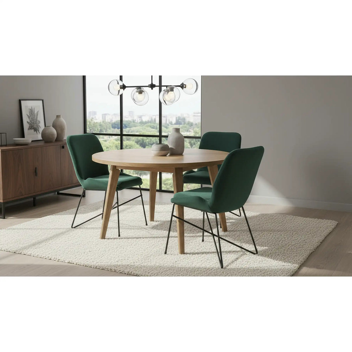 Scaun K454, verde/negru, stofa catifelata/metal, 46x55x83 cm
