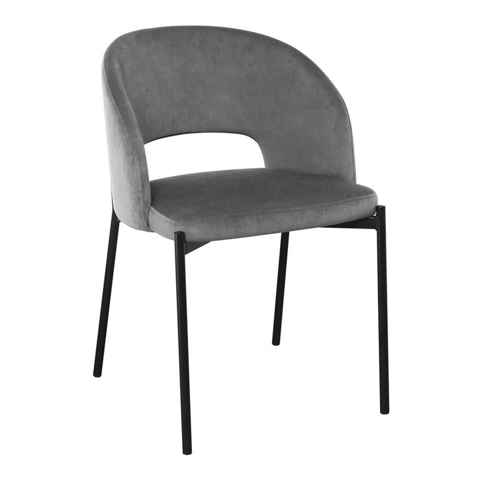 Scaun K455, gri/negru, stofa catifelata/metal, 51x57x77 cm