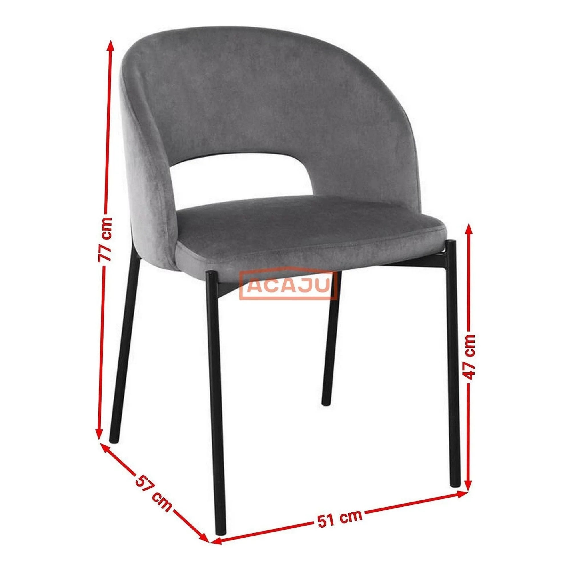 Scaun K455, gri/negru, stofa catifelata/metal, 51x57x77 cm