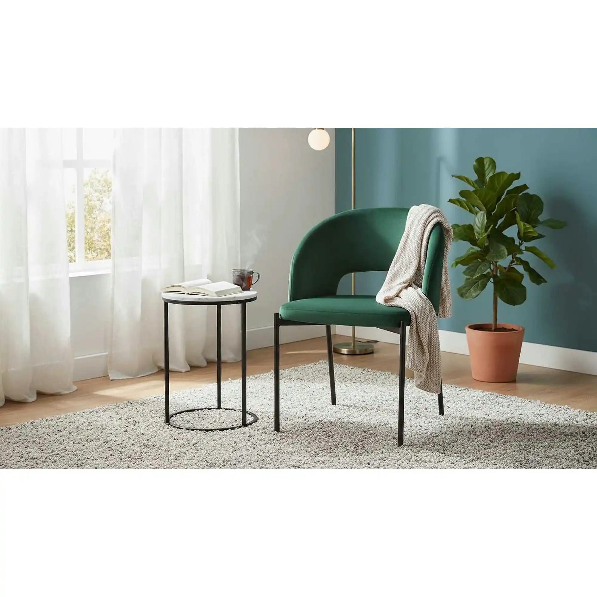 Scaun K455, verde/negru, stofa catifelata/metal, 51x57x77 cm