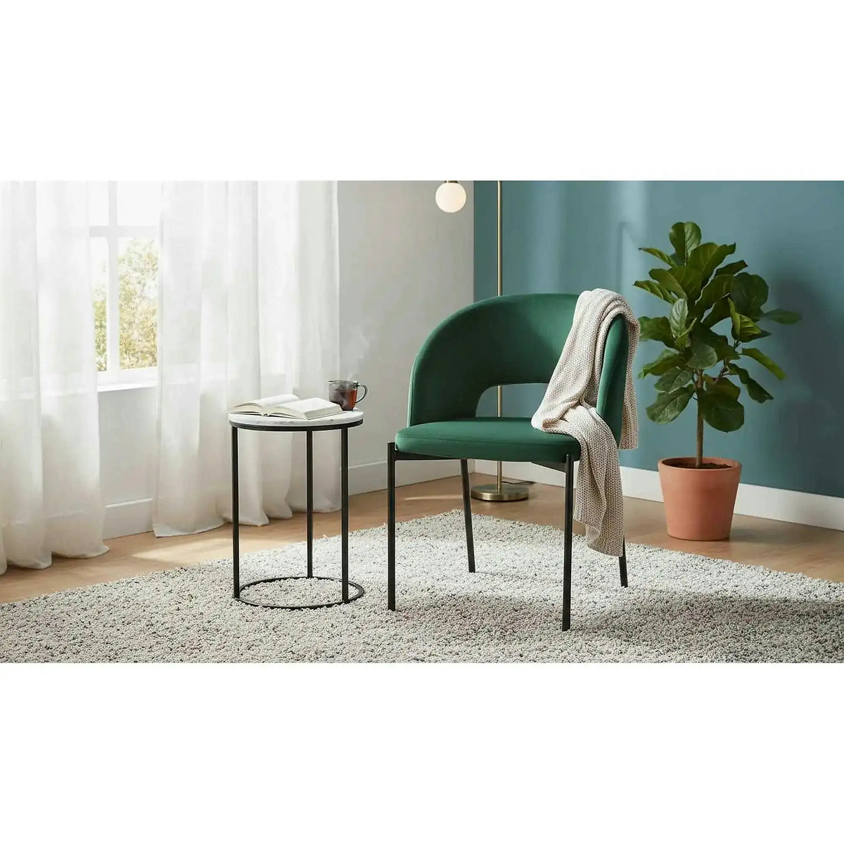 Scaun K455, verde/negru, stofa catifelata/metal, 51x57x77 cm
