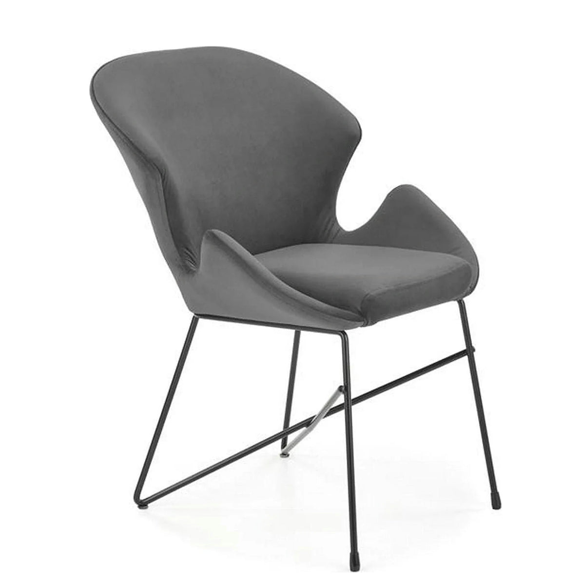 Scaun K458, gri/negru, stofa catifelata/metal, 57x62x82 cm