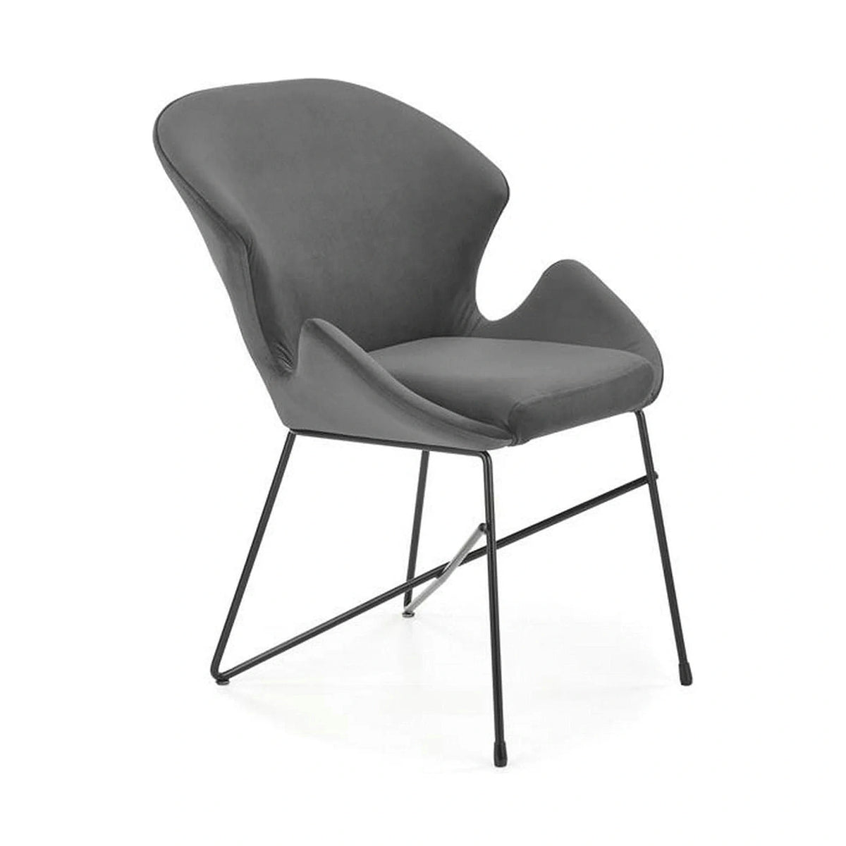 Scaun K458, gri/negru, stofa catifelata/metal, 57x62x82 cm