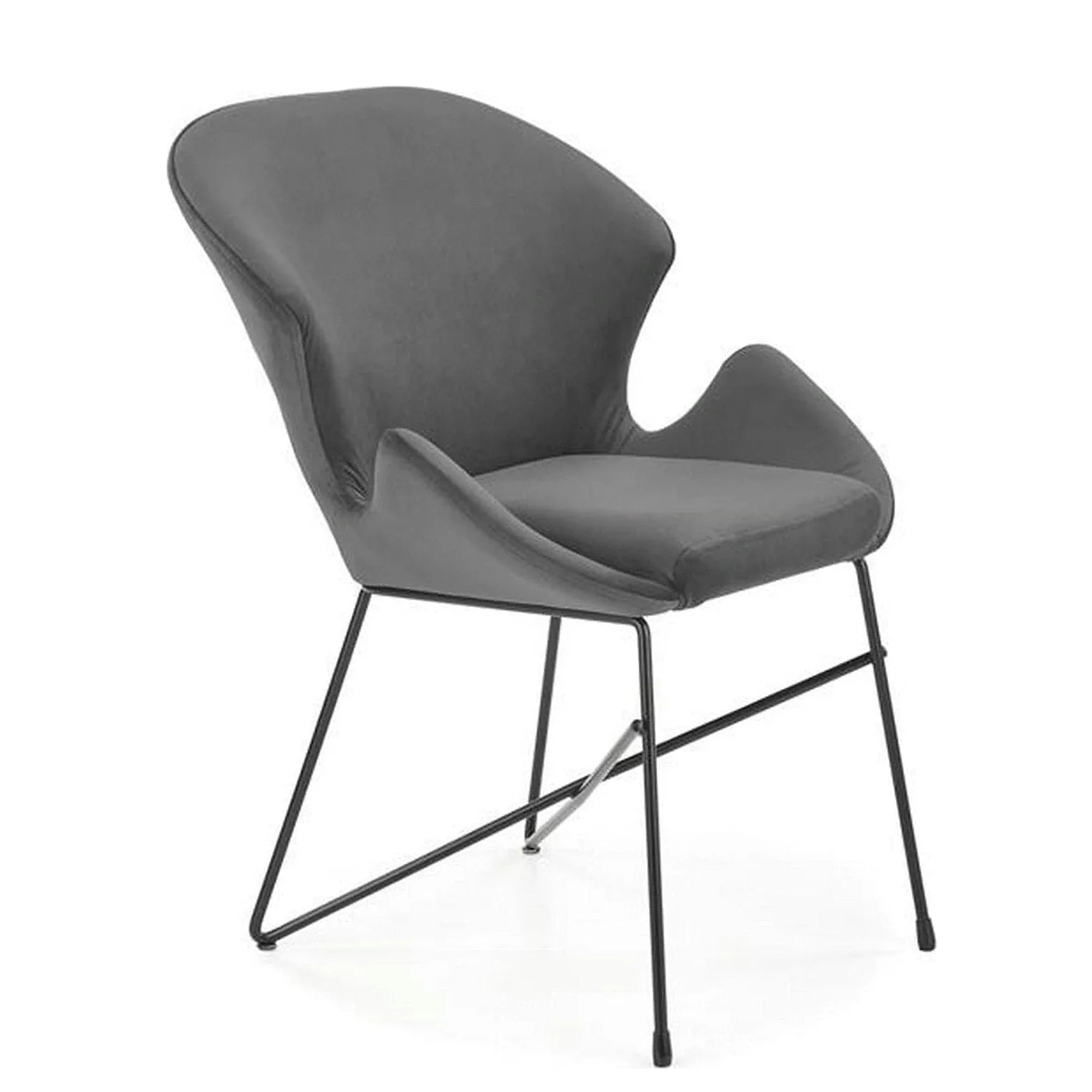 Scaun K458, gri/negru, stofa catifelata/metal, 57x62x82 cm