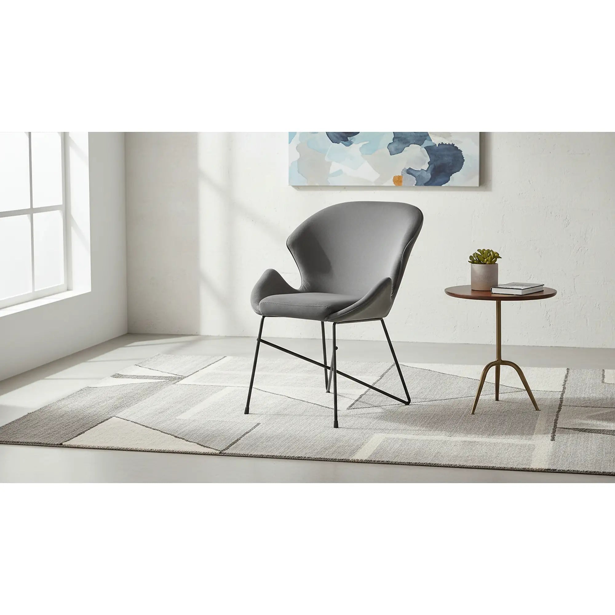 Scaun K458, gri/negru, stofa catifelata/metal, 57x62x82 cm