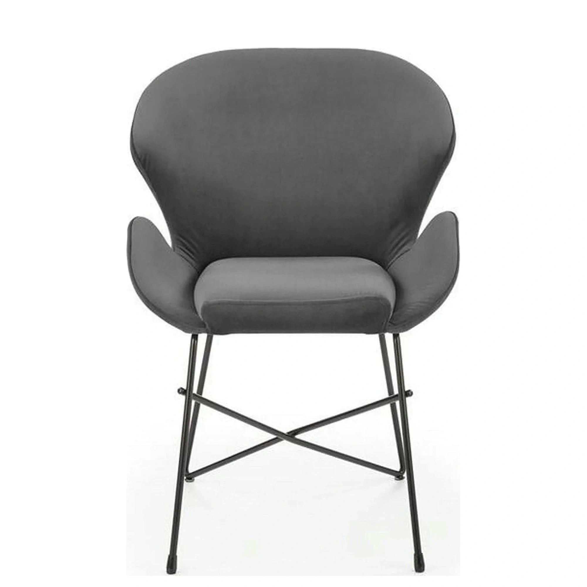 Scaun K458, gri/negru, stofa catifelata/metal, 57x62x82 cm