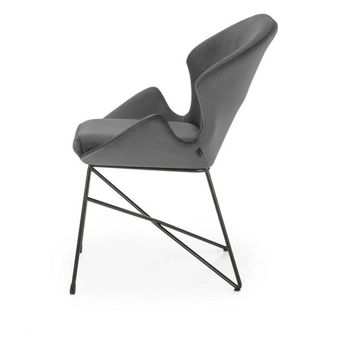 Scaun K458, gri/negru, stofa catifelata/metal, 57x62x82 cm