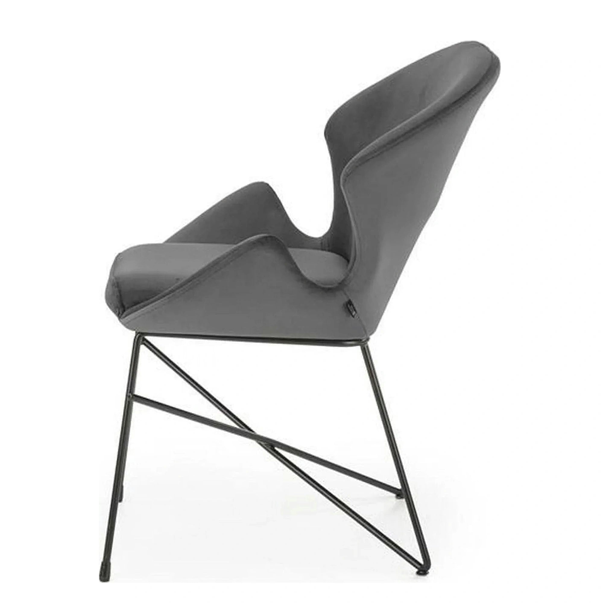 Scaun K458, gri/negru, stofa catifelata/metal, 57x62x82 cm