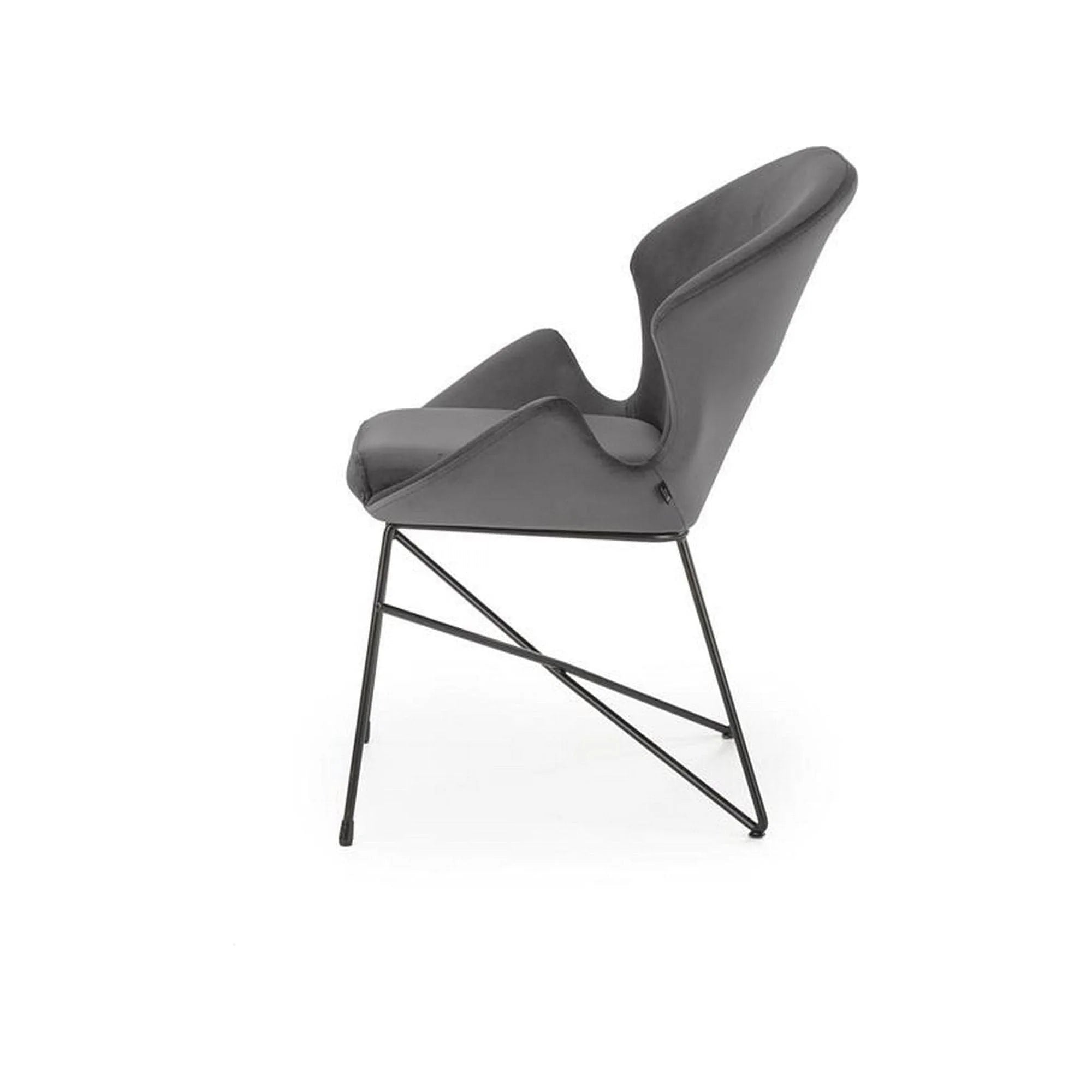 Scaun K458, gri/negru, stofa catifelata/metal, 57x62x82 cm