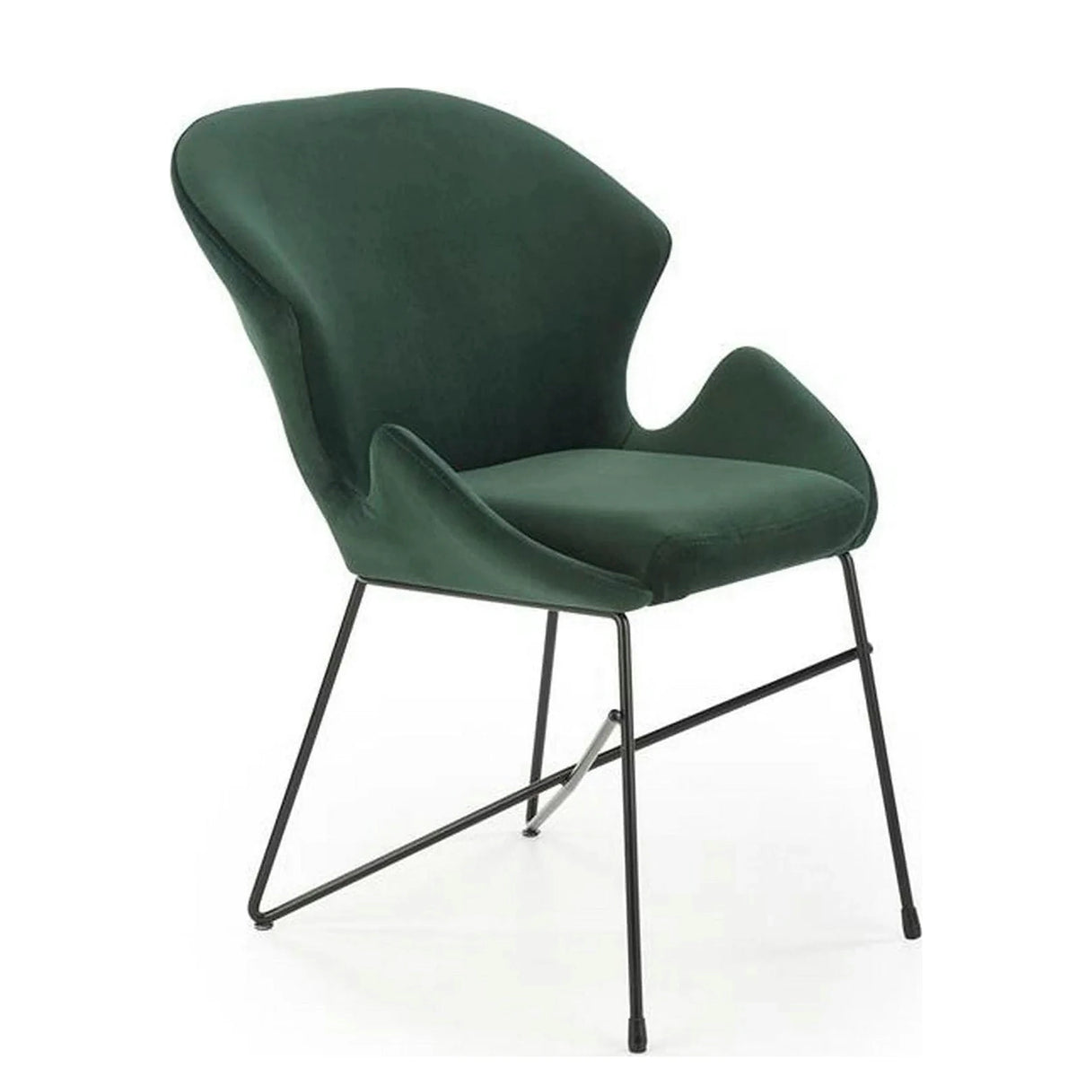 Scaun K458, verde/negru, stofa catifelata/metal, 57x62x82 cm