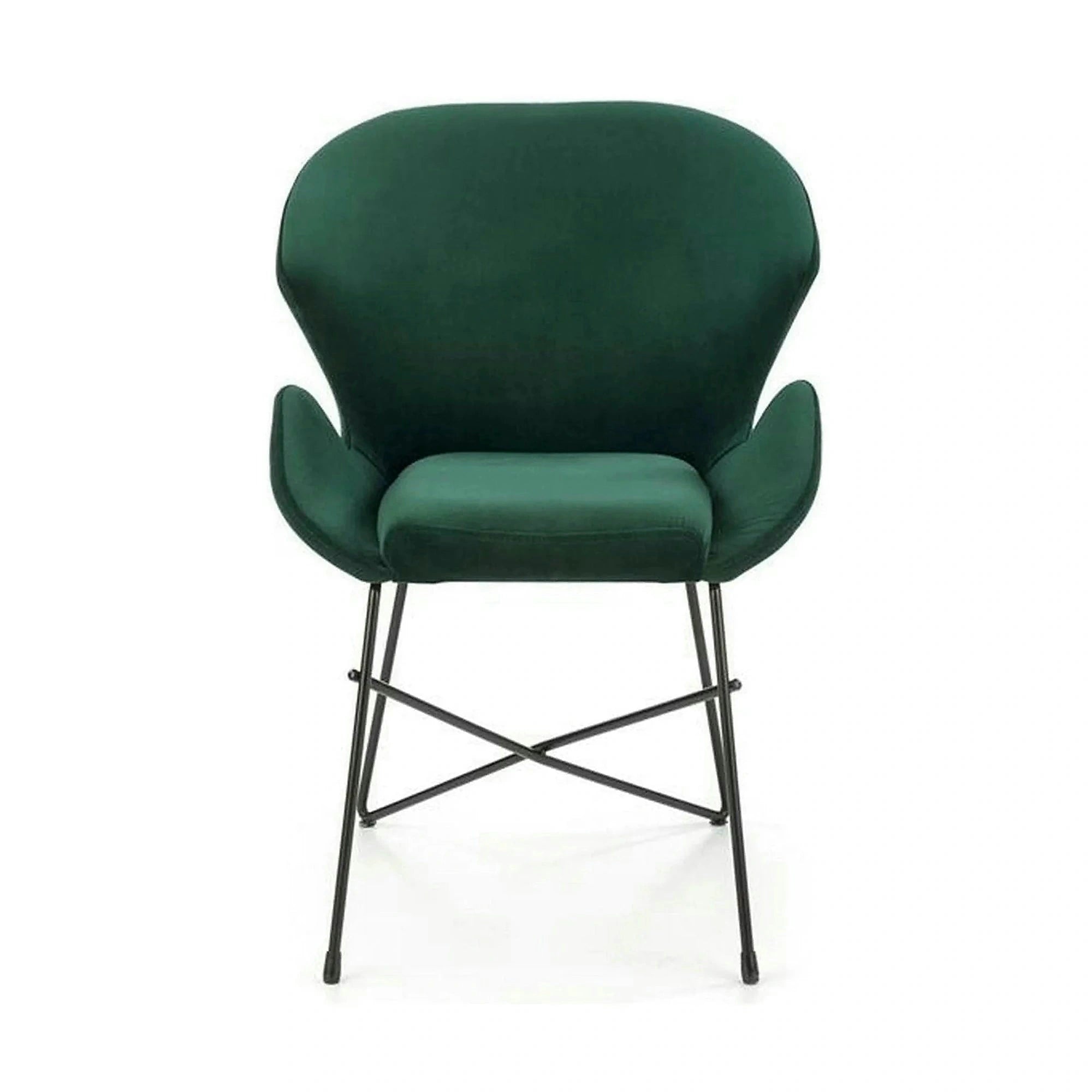 Scaun K458, verde/negru, stofa catifelata/metal, 57x62x82 cm