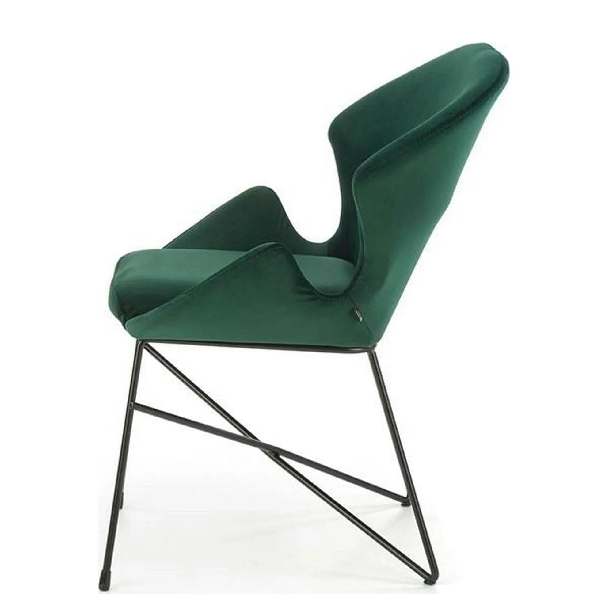 Scaun K458, verde/negru, stofa catifelata/metal, 57x62x82 cm