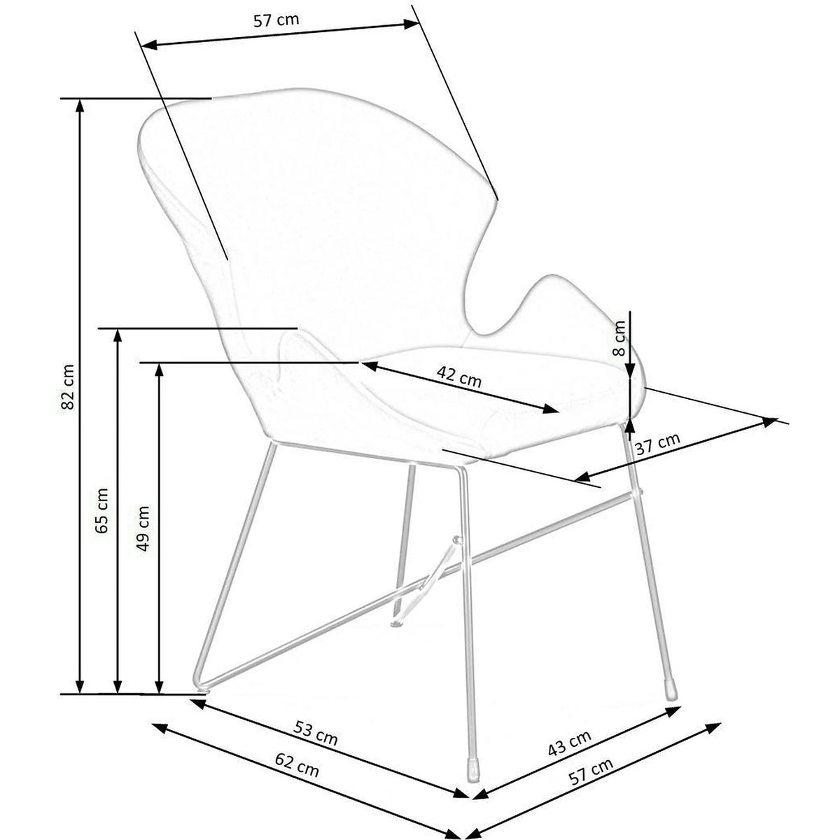 Scaun K458, verde/negru, stofa catifelata/metal, 57x62x82 cm