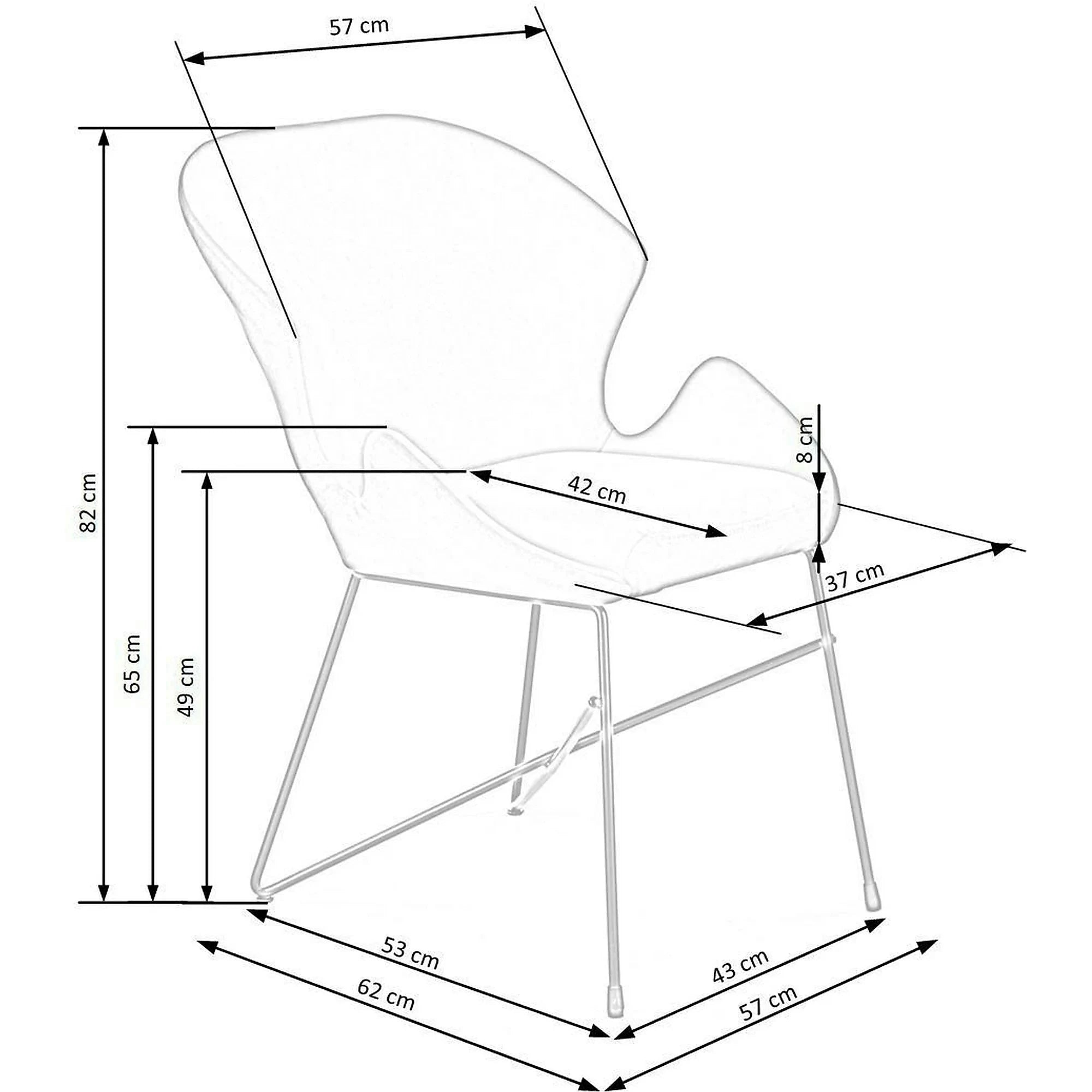Scaun K458, verde/negru, stofa catifelata/metal, 57x62x82 cm