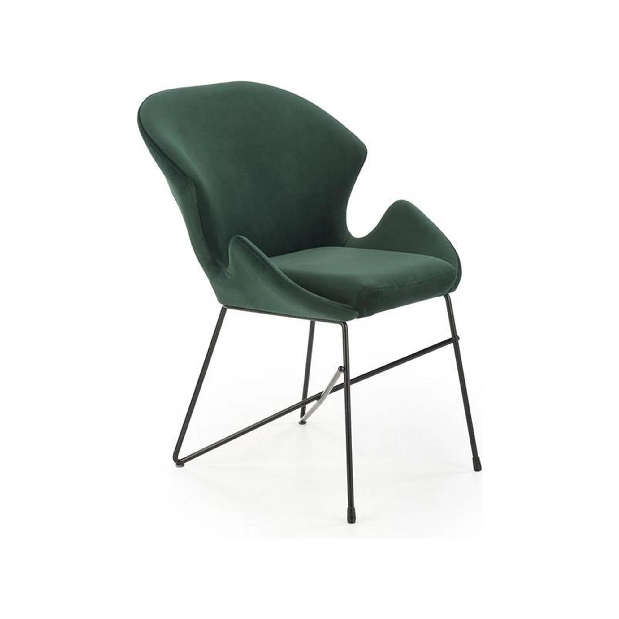 Scaun K458, verde/negru, stofa catifelata/metal, 57x62x82 cm