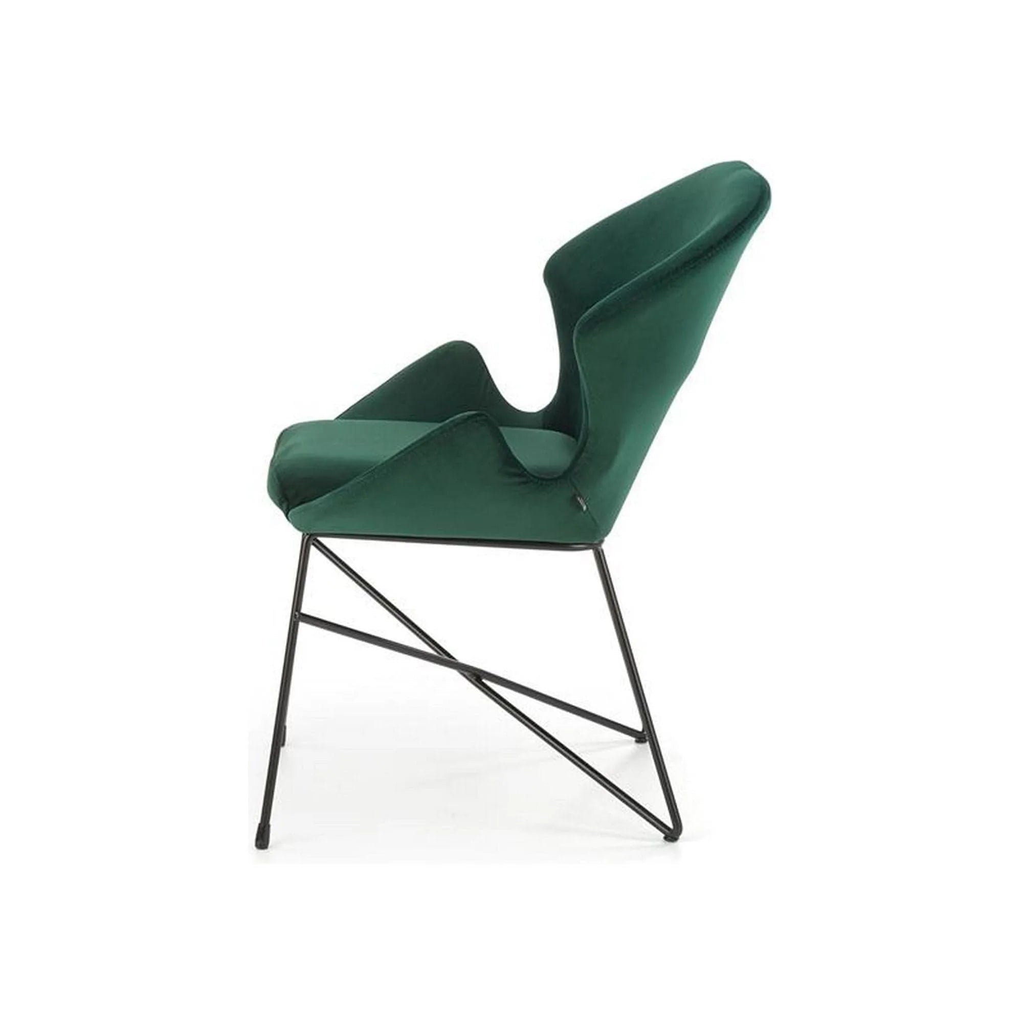 Scaun K458, verde/negru, stofa catifelata/metal, 57x62x82 cm