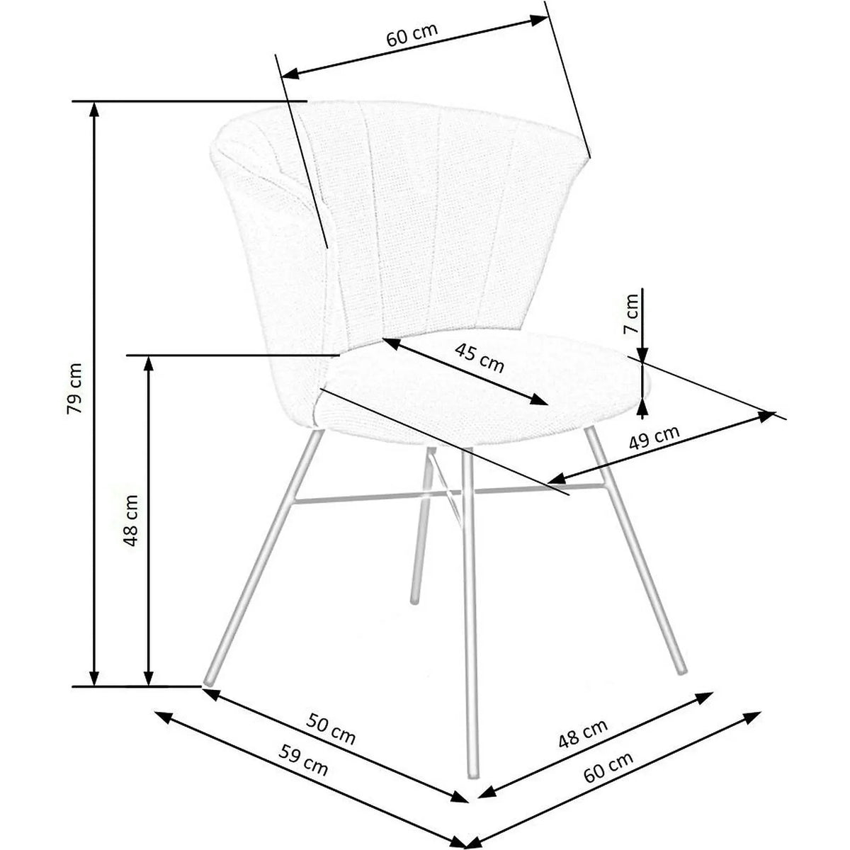 Scaun K459, bej/negru, stofa clasica/otel, 60x59x79 cm