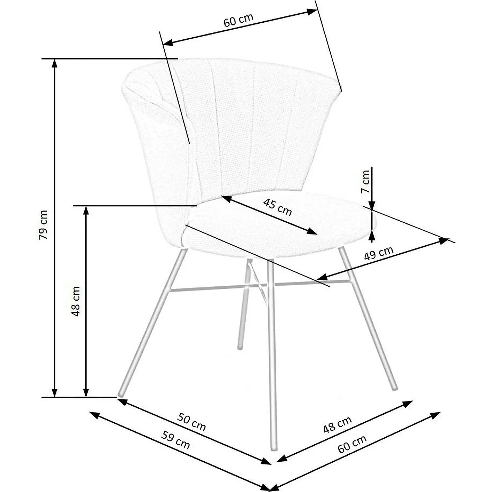 Scaun K459, bej/negru, stofa clasica/otel, 60x59x79 cm