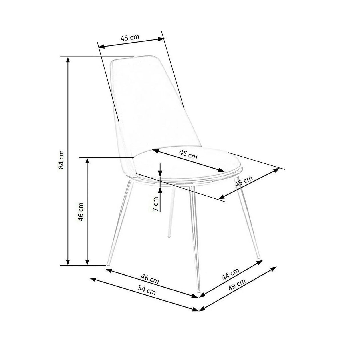 Scaun K460, negru/auriu, stofa catifelata, 49x54x84 cm