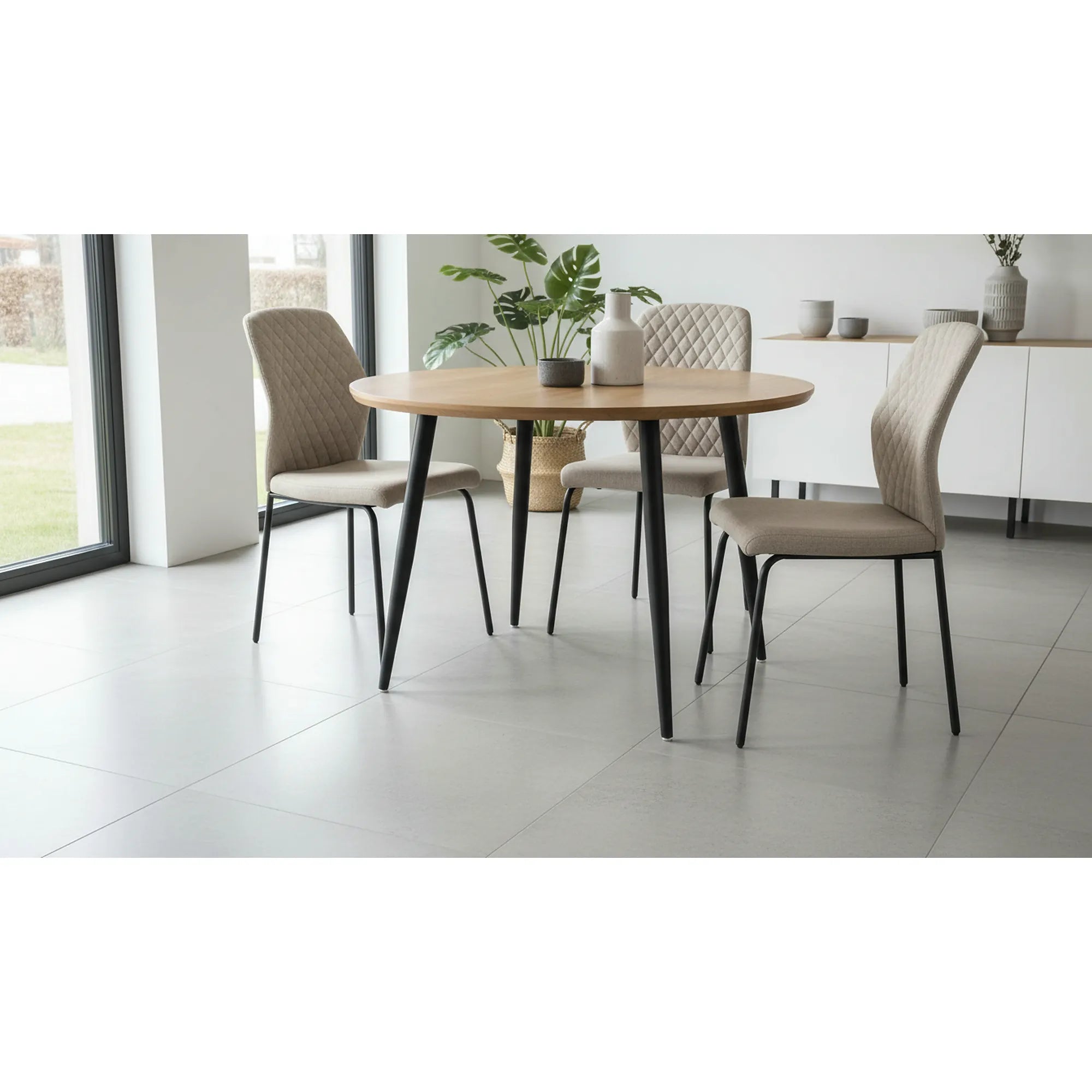 Scaun K461, bej/negru, stofa clasica, 46x56x92 cm