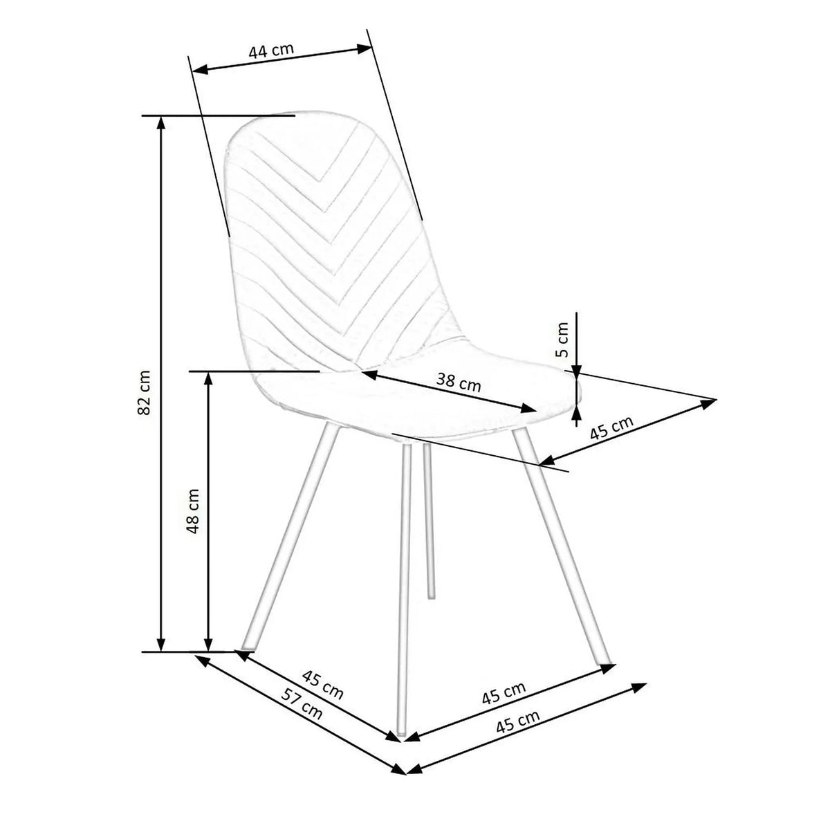 Scaun K462, gri/negru, stofa catifelata/metal, 45x57x82 cm