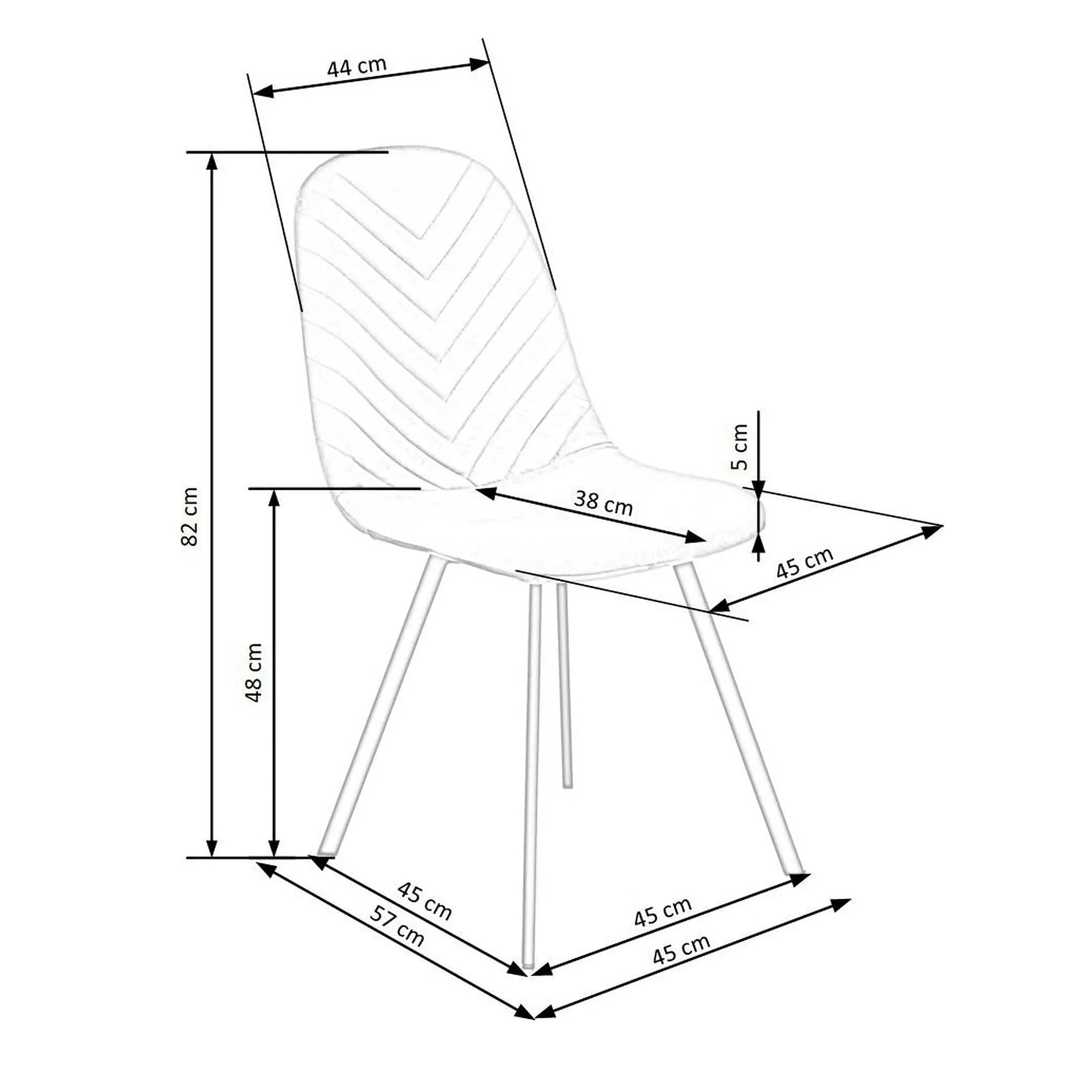 Scaun K462, gri/negru, stofa catifelata/metal, 45x57x82 cm