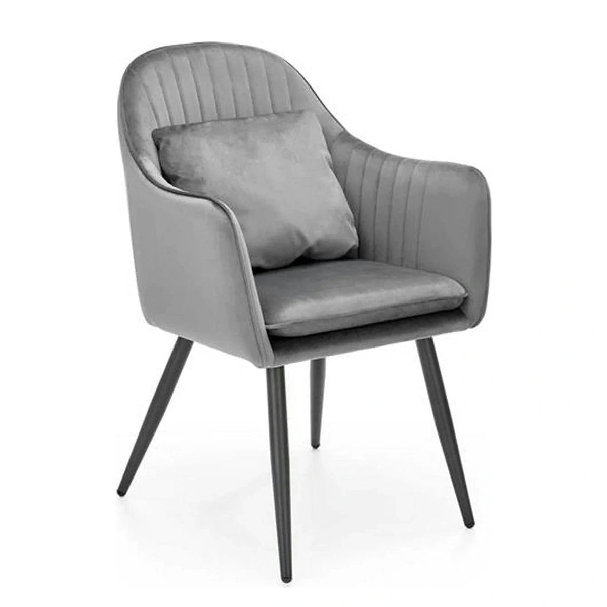 Scaun K464, gri/negru, stofa catifelata/metal, 58x59x84 cm