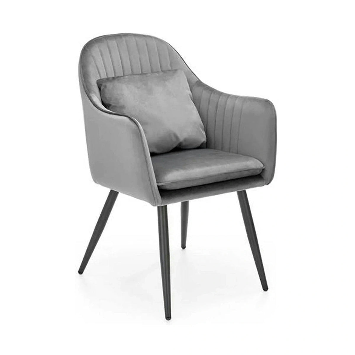 Scaun K464, gri/negru, stofa catifelata/metal, 58x59x84 cm
