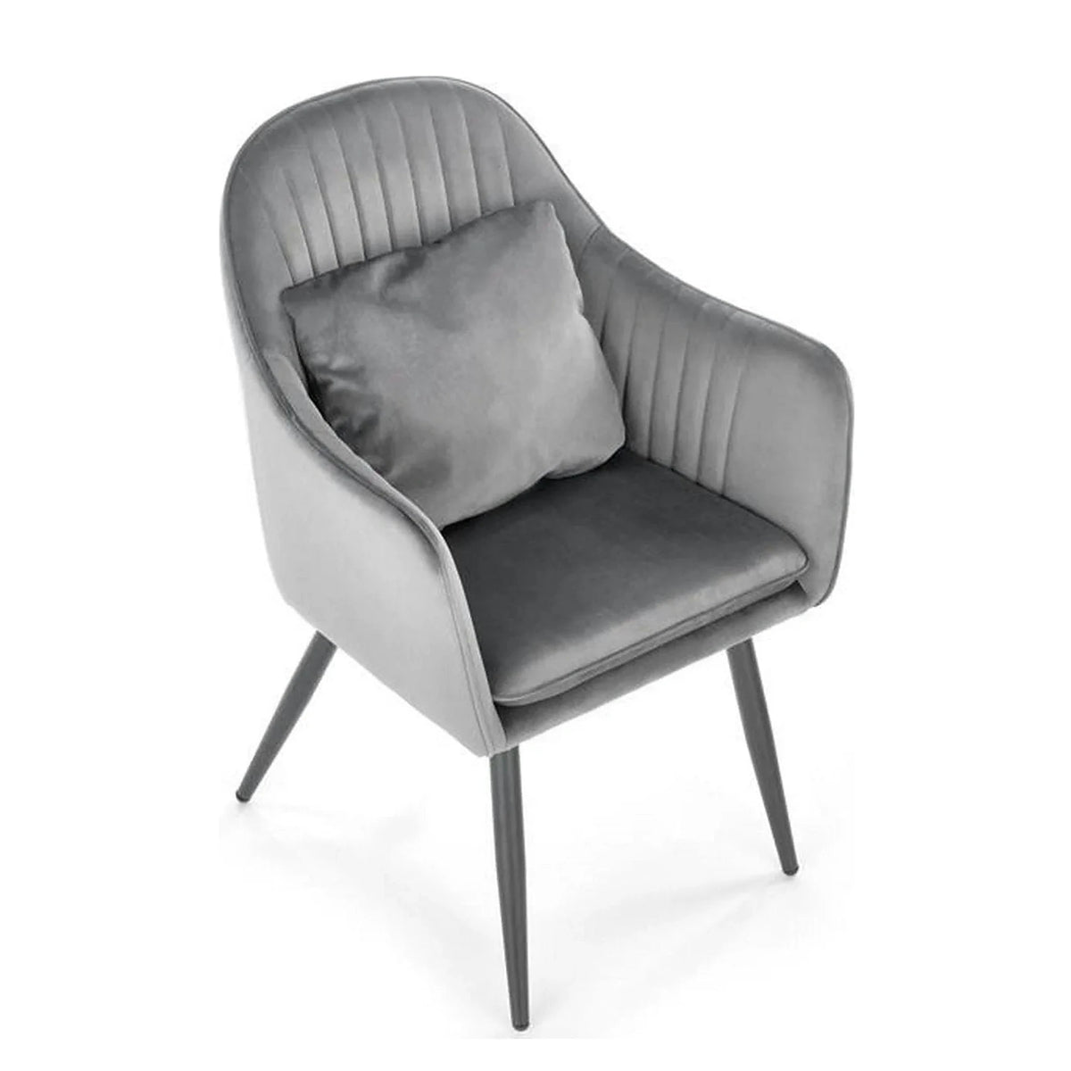 Scaun K464, gri/negru, stofa catifelata/metal, 58x59x84 cm