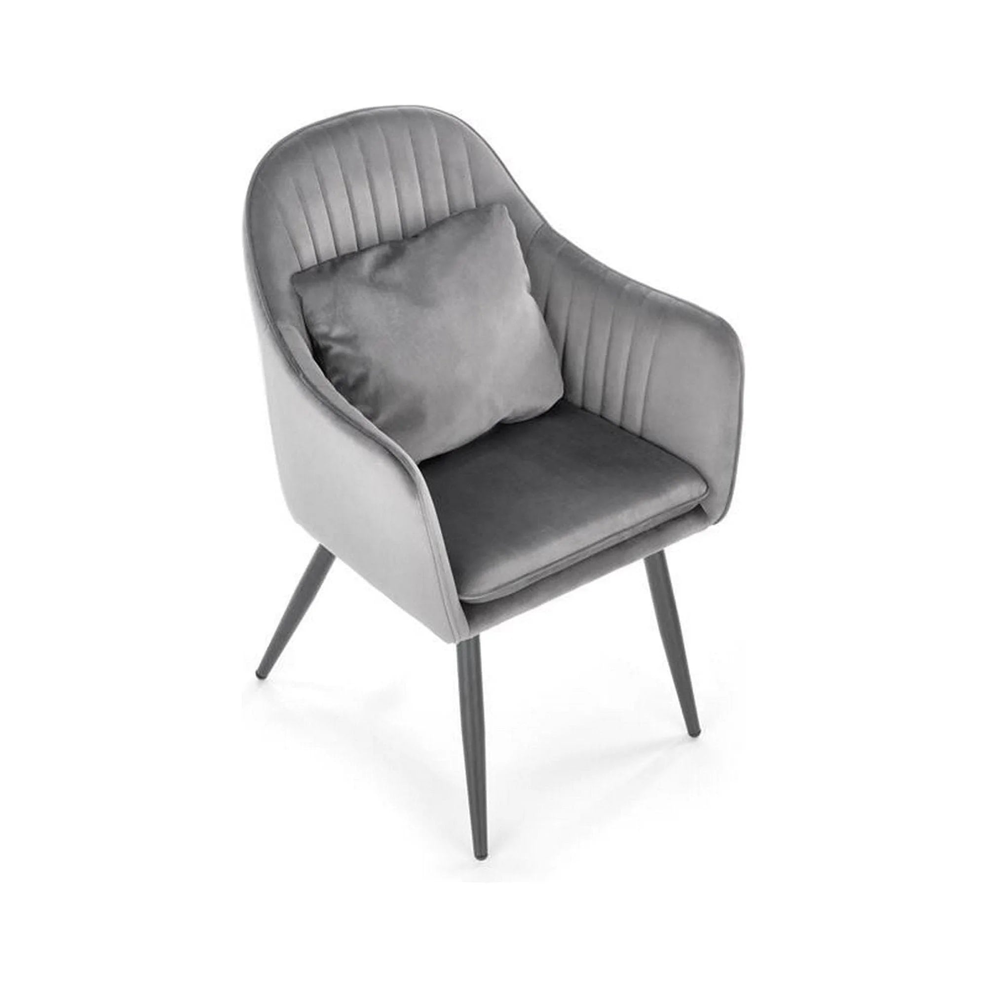 Scaun K464, gri/negru, stofa catifelata/metal, 58x59x84 cm