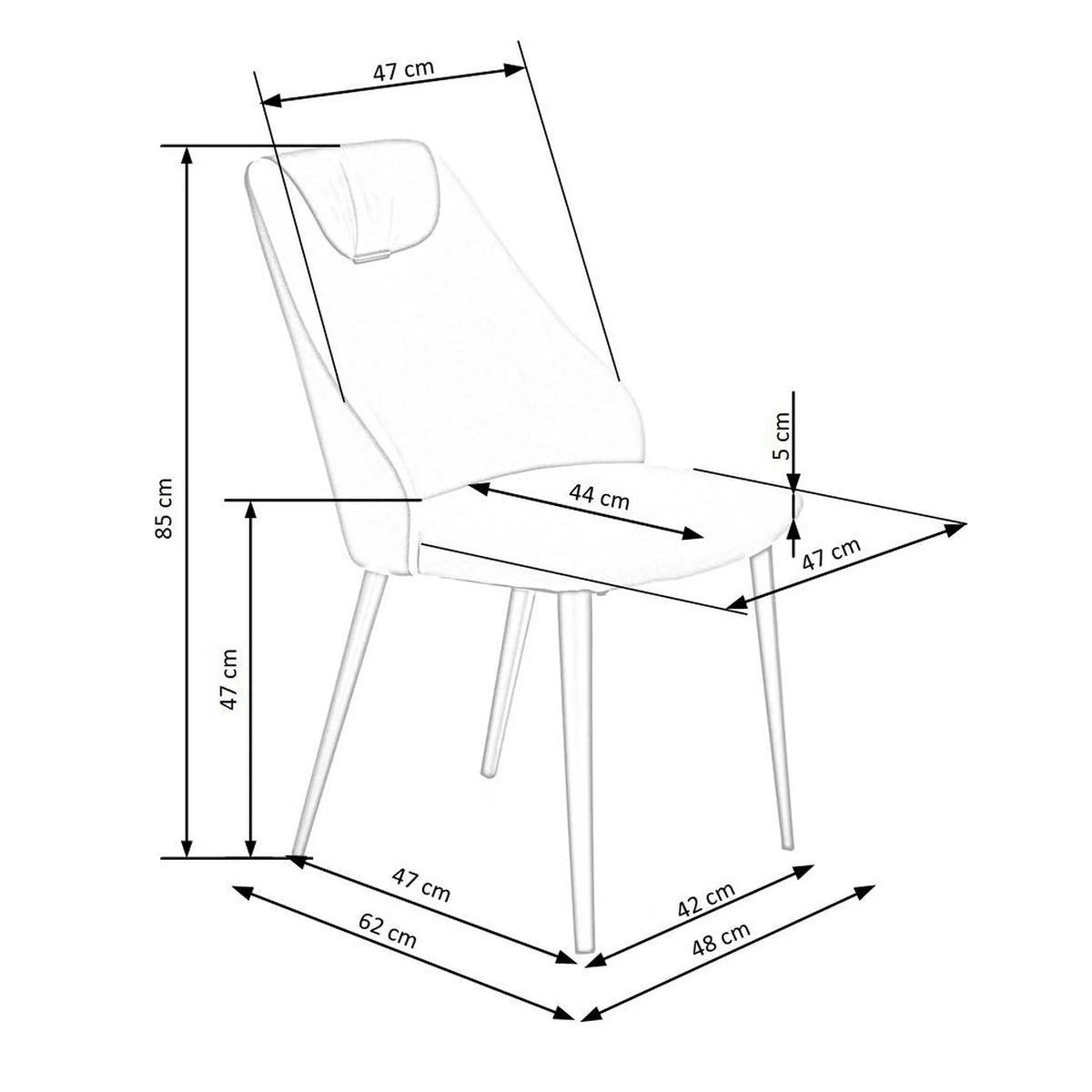 Scaun K470, gri/negru, stofa clasica/metal, 48x62x85 cm