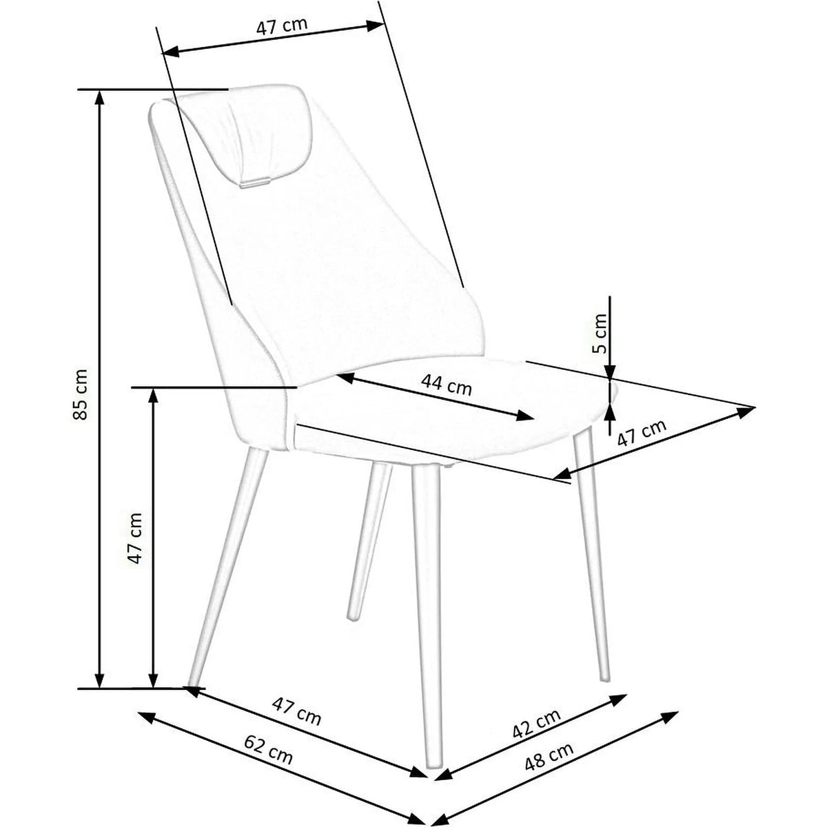 Scaun K470, gri/negru, stofa clasica/metal, 48x62x85 cm