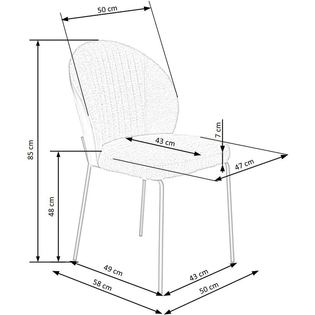 Scaun K471, gri/negru, stofa/piele ecologica, 50x58x85 cm