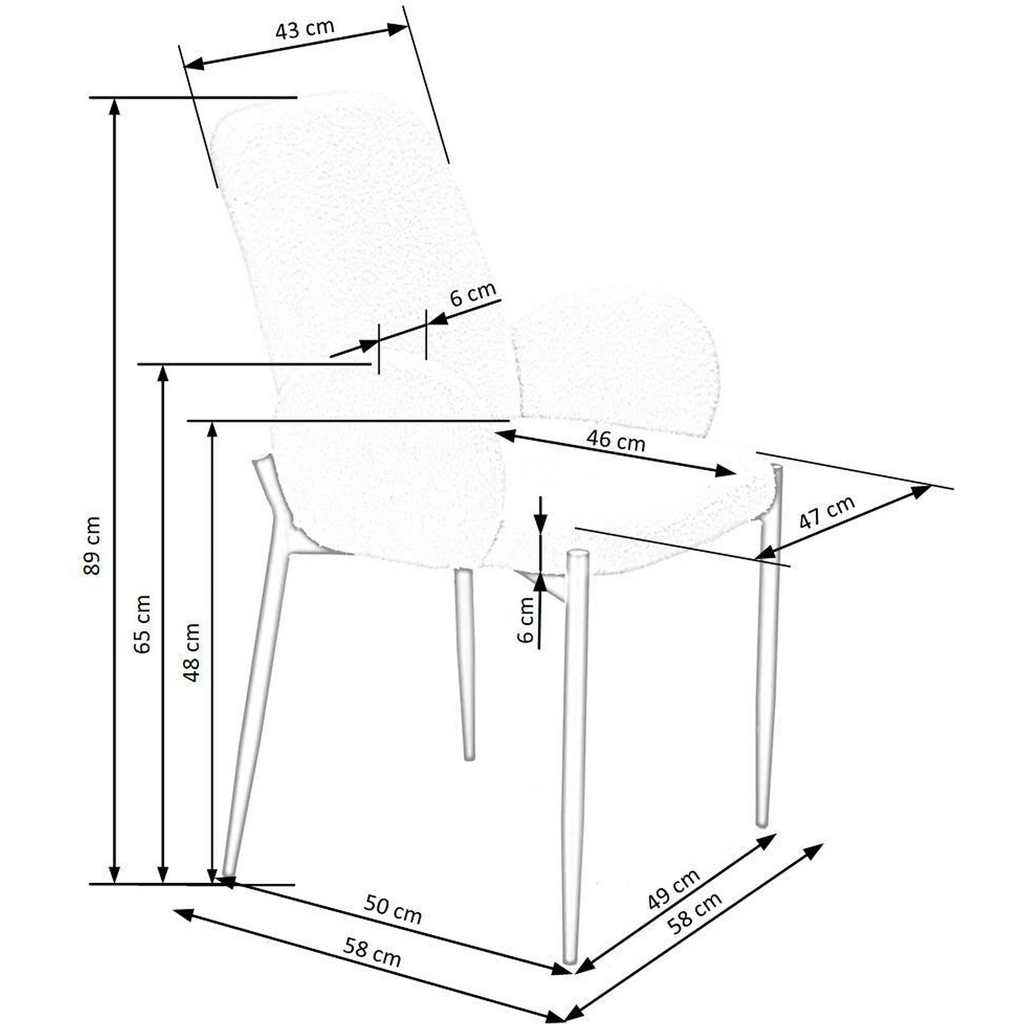 Scaun K477, crem/negru, stofa/metal, 58x58x89 cm