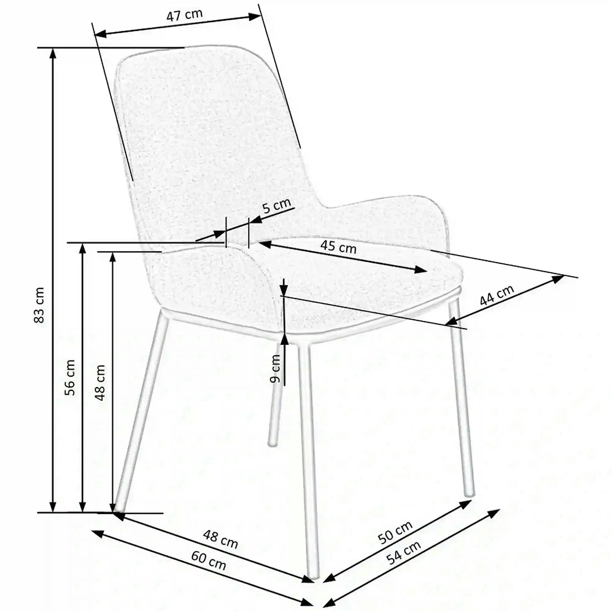 Scaun K481, gri/negru, stofa clasica/metal, 54x60x83 cm