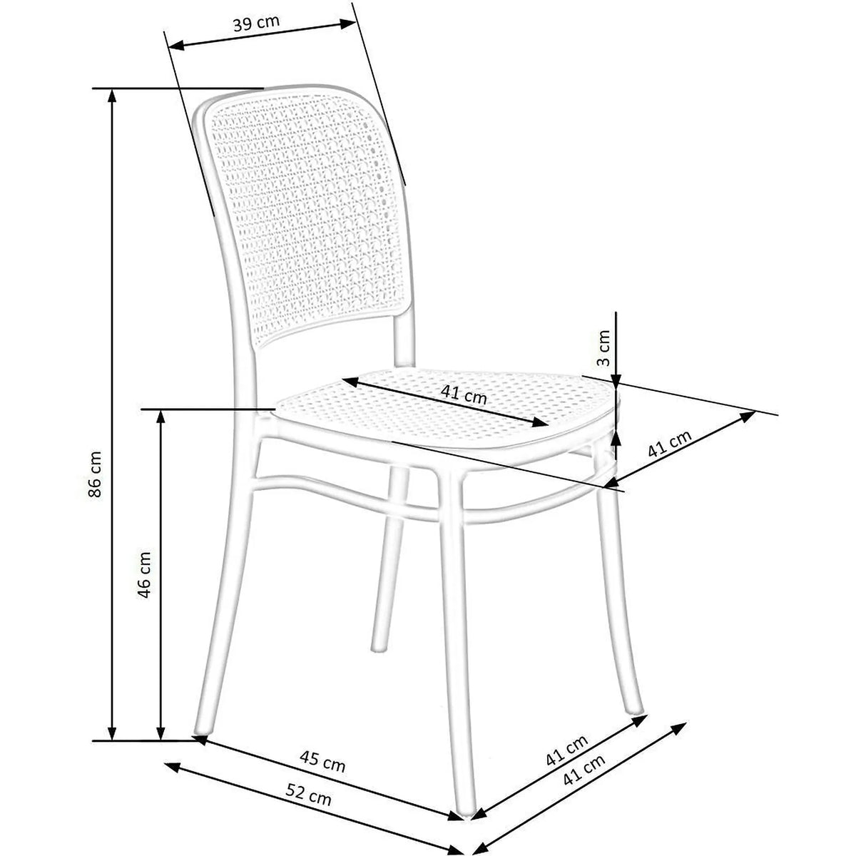 Scaun K483, bej/negru, polipropilena, 41x52x86 cm
