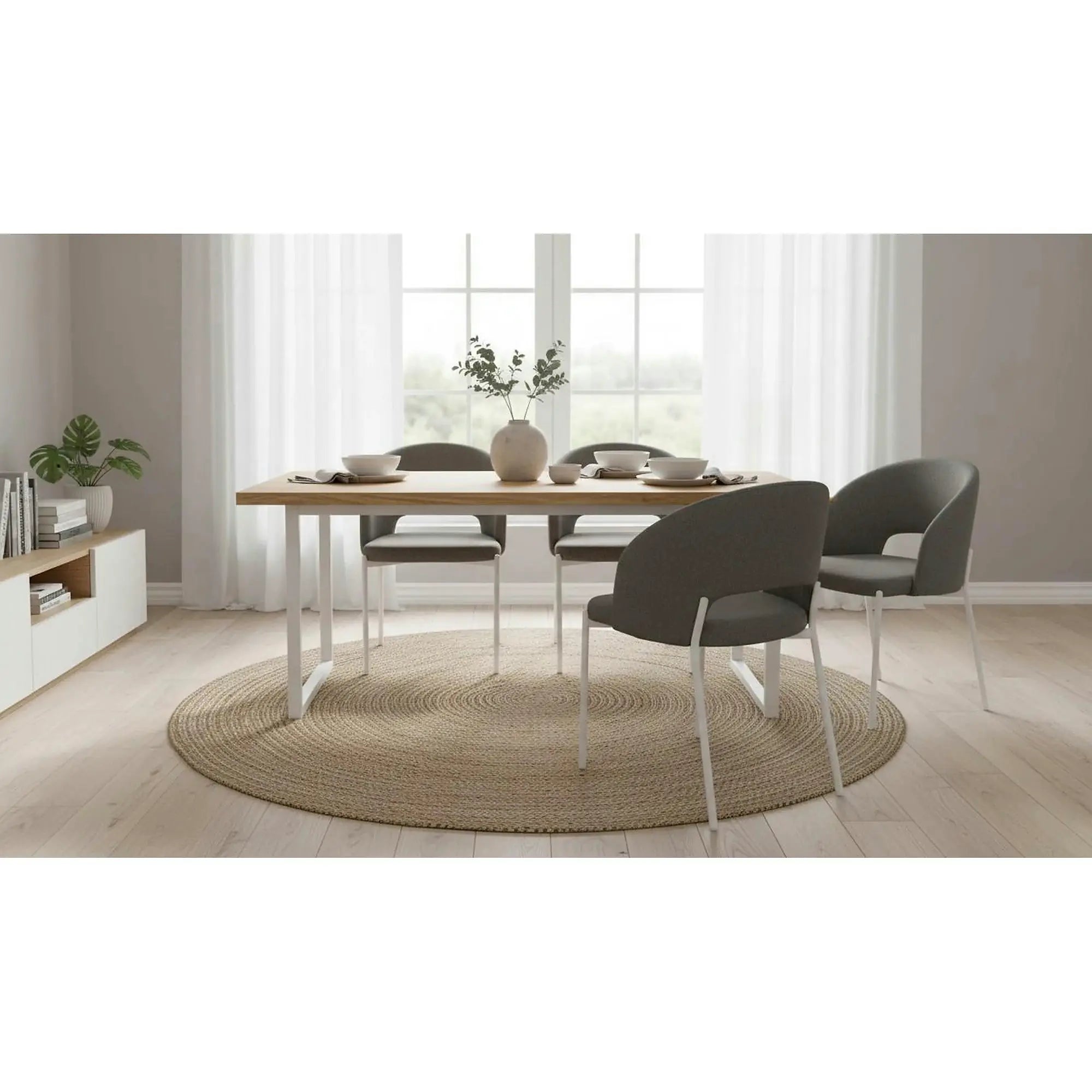 Scaun K486, gri/alb, stofa clasica/metal, 51x57x77 cm