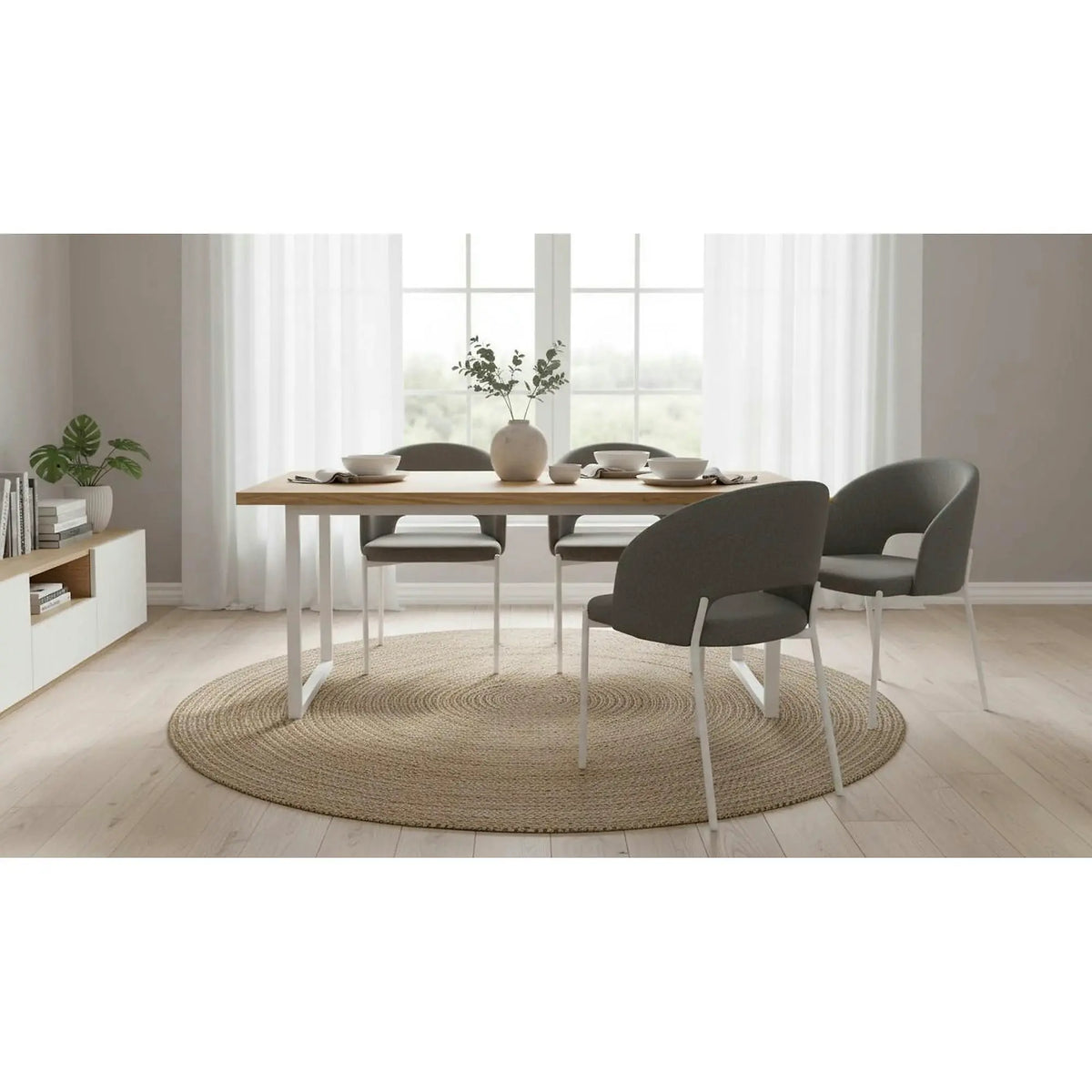 Scaun K486, gri/alb, stofa clasica/metal, 51x57x77 cm