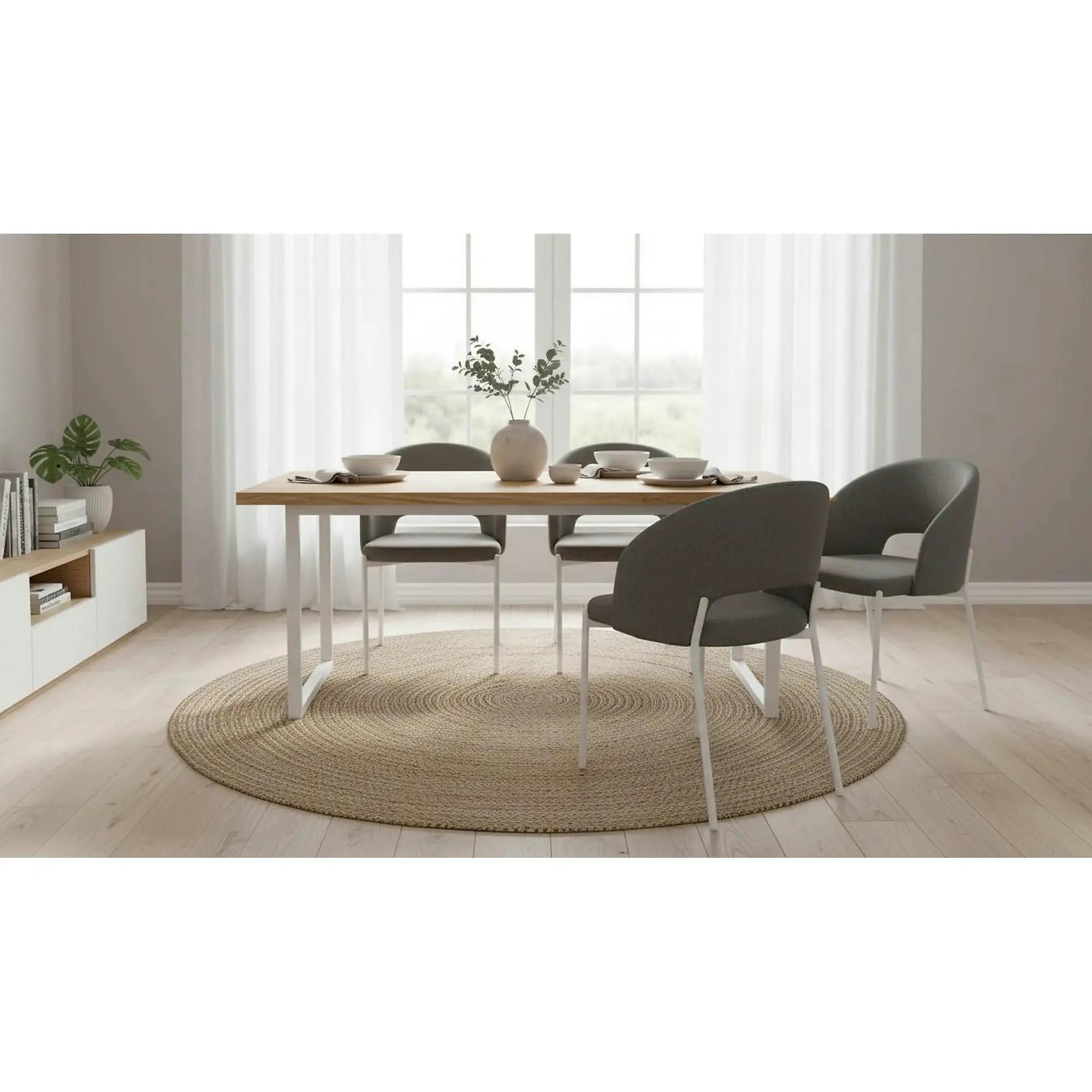 Scaun K486, gri/alb, stofa clasica/metal, 51x57x77 cm