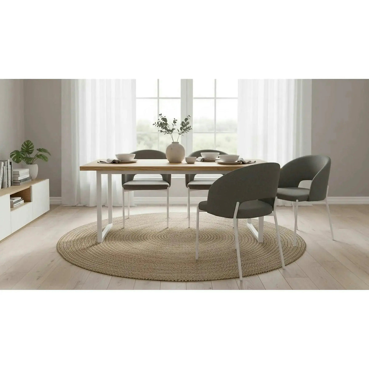 Scaun K486, gri/alb, stofa clasica/metal, 51x57x77 cm