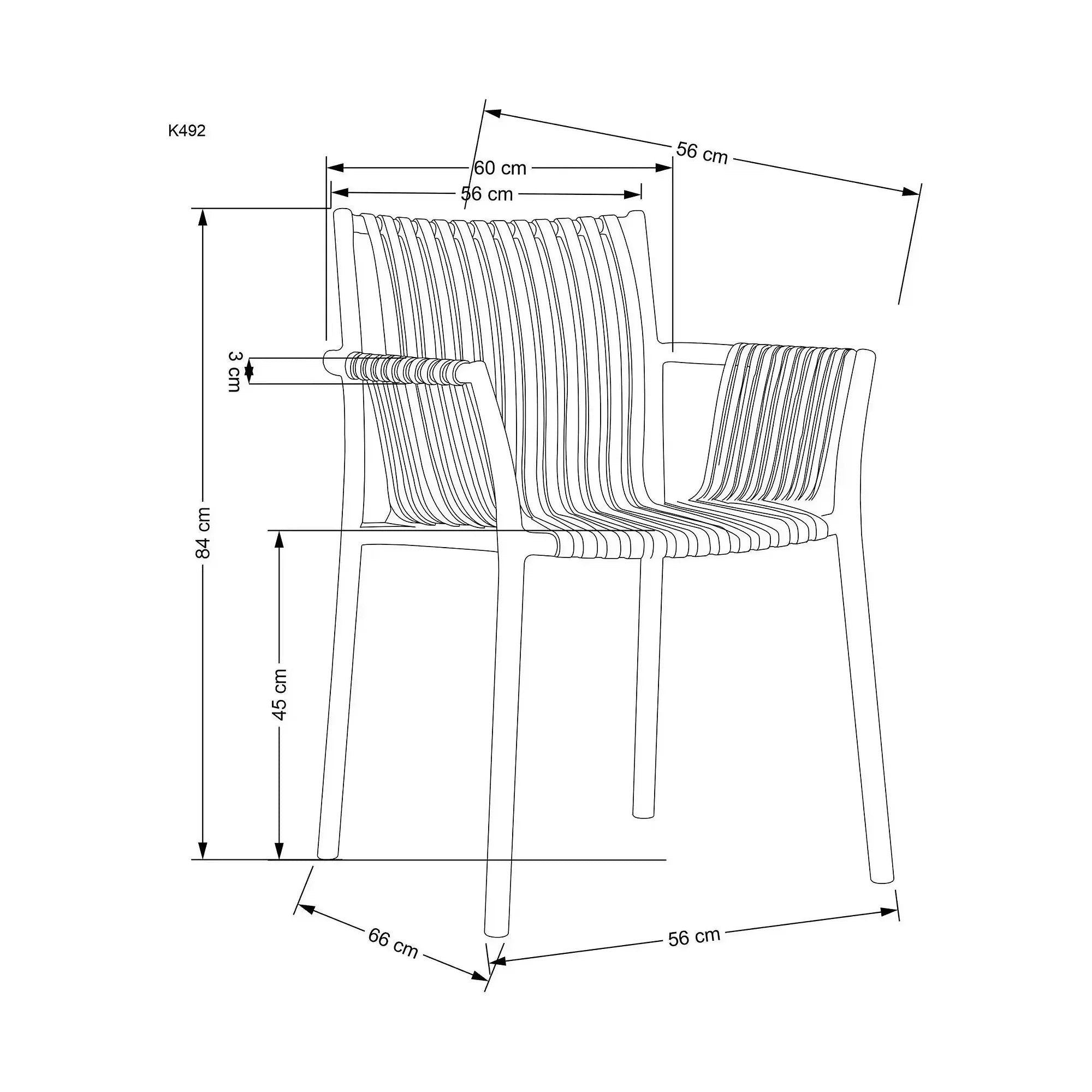 Scaun K492, alb, polipropilena, 60X56X84 cm