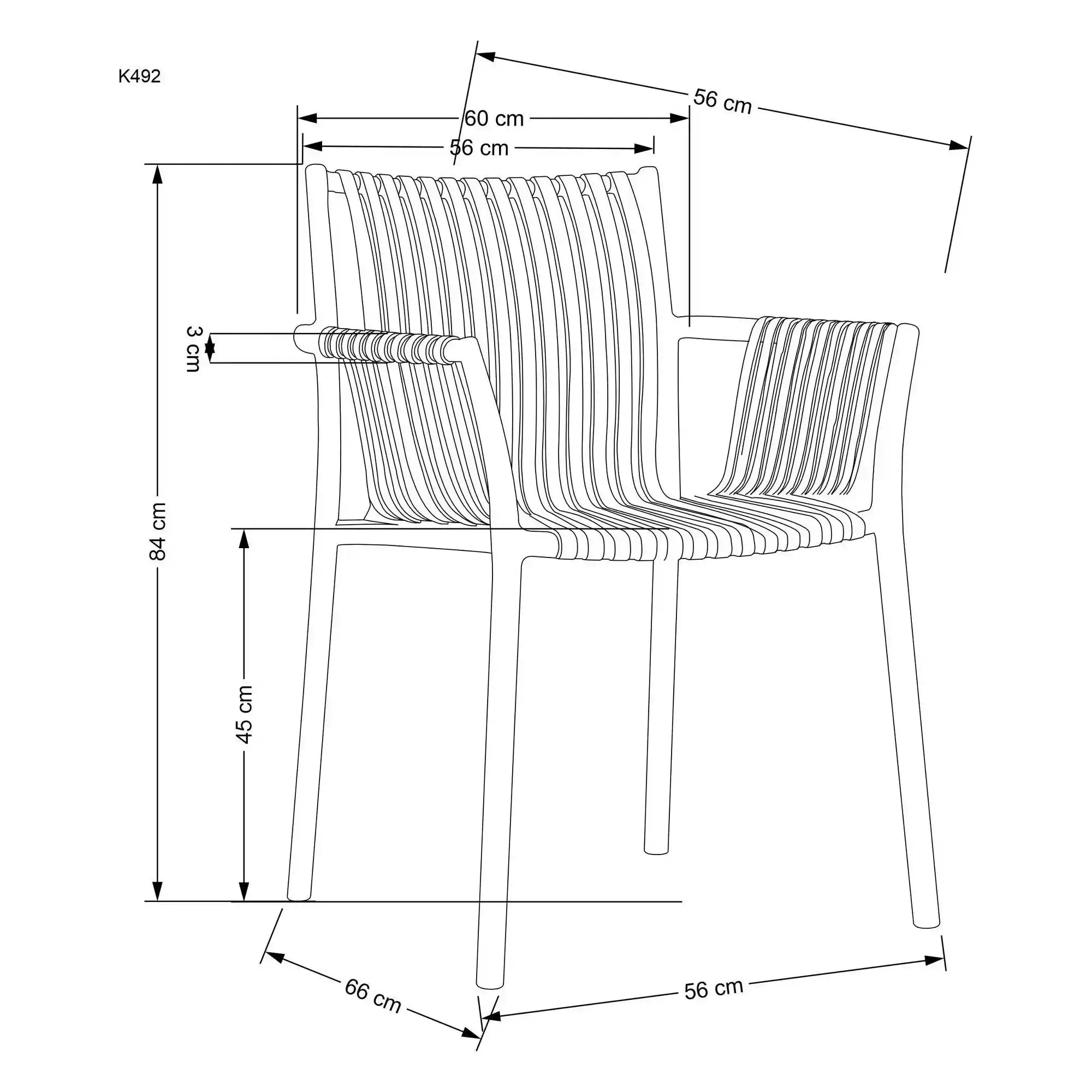 Scaun K492, alb, polipropilena, 60X56X84 cm