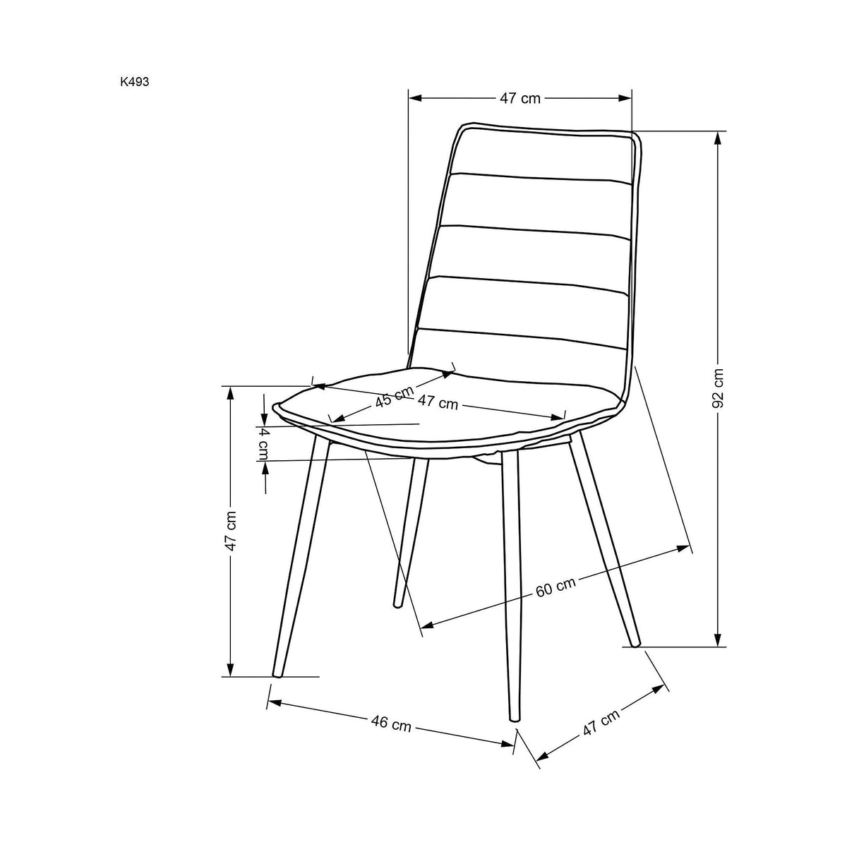 Scaun K493, gri/negru, stofa clasica/metal, 47x60x92 cm