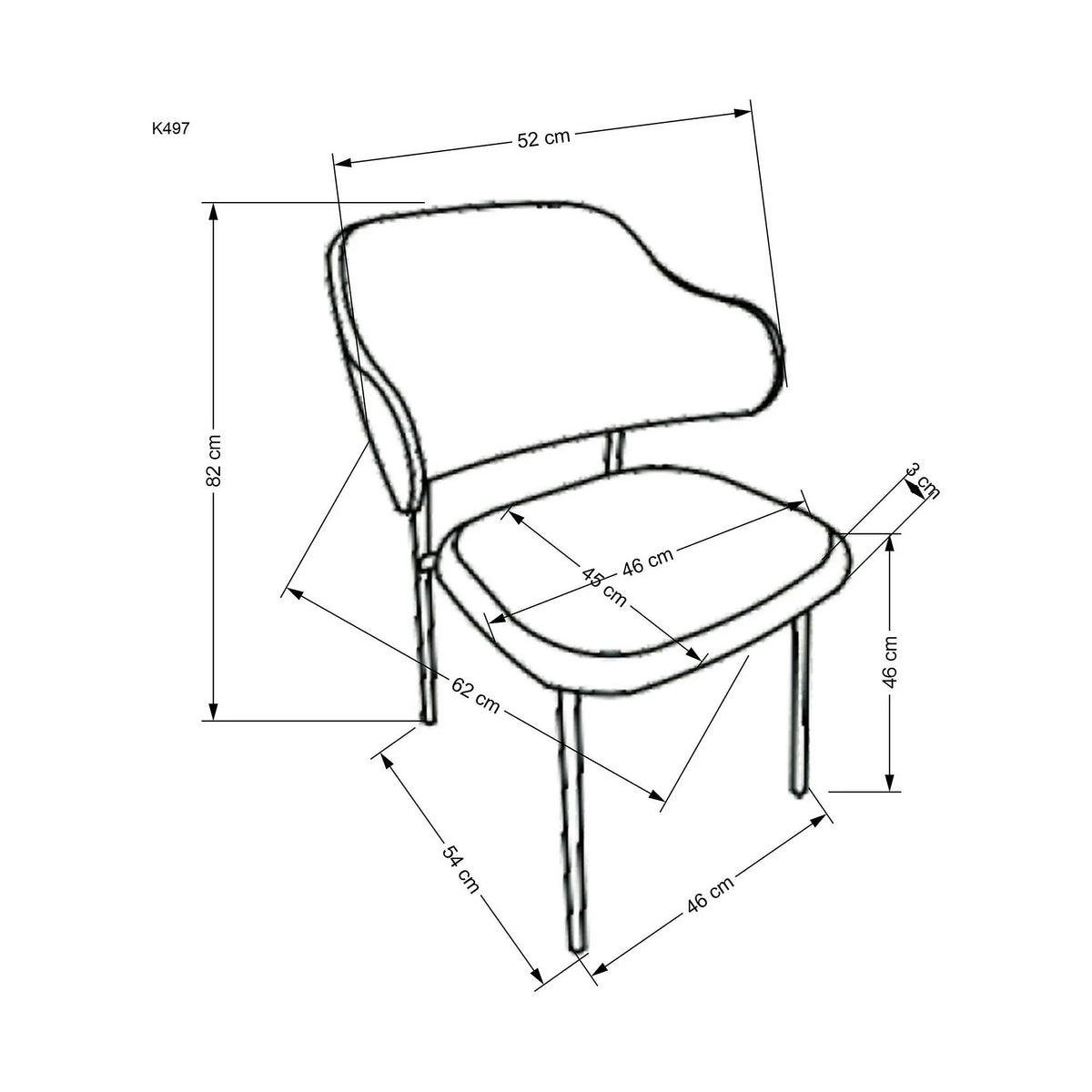 Scaun K497, crem, stofa clasica/metal, 52x62x82 cm