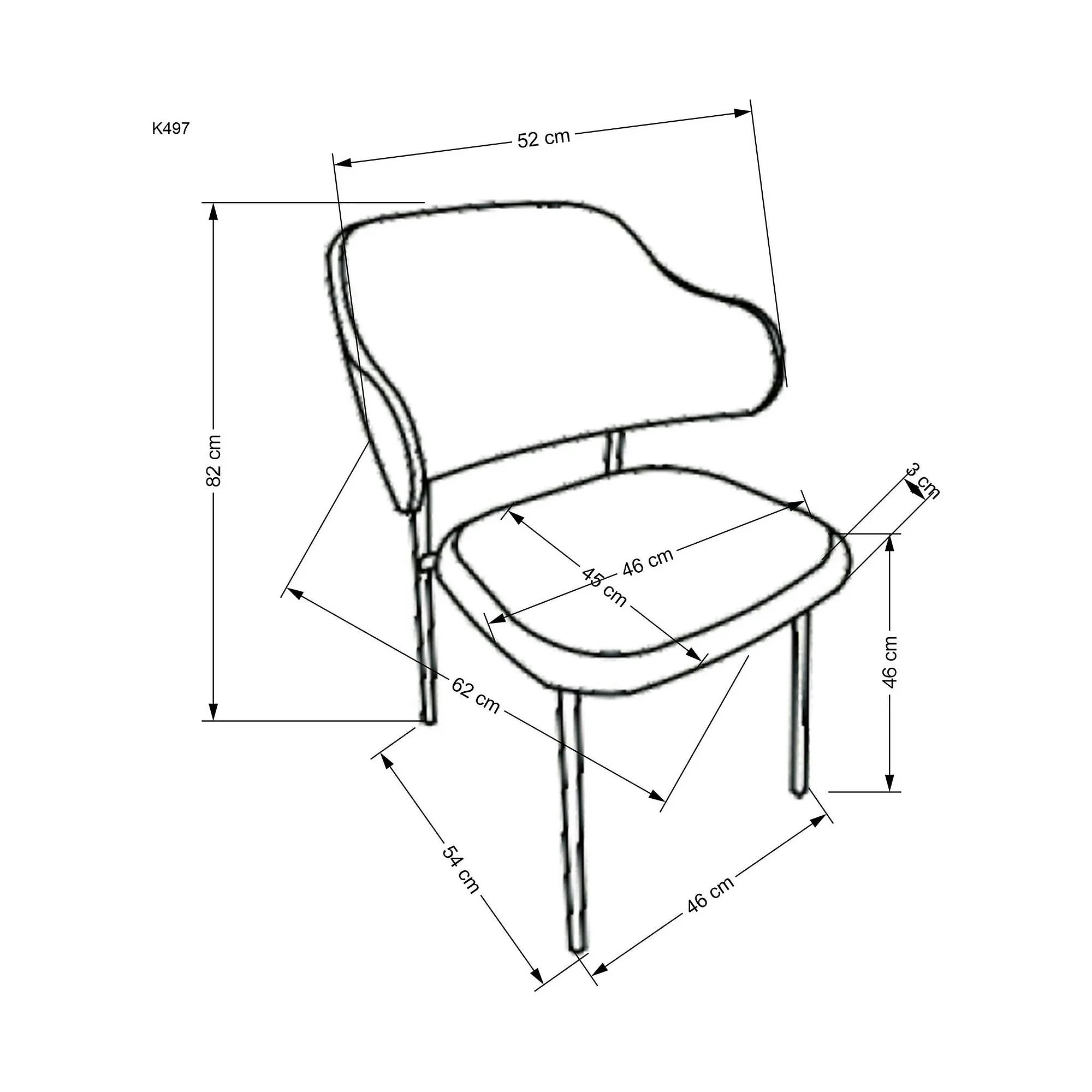 Scaun K497, crem, stofa clasica/metal, 52x62x82 cm