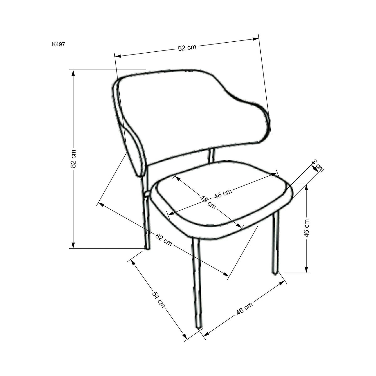 Scaun K497, gri deschis, stofa clasica/metal, 52x62x82 cm