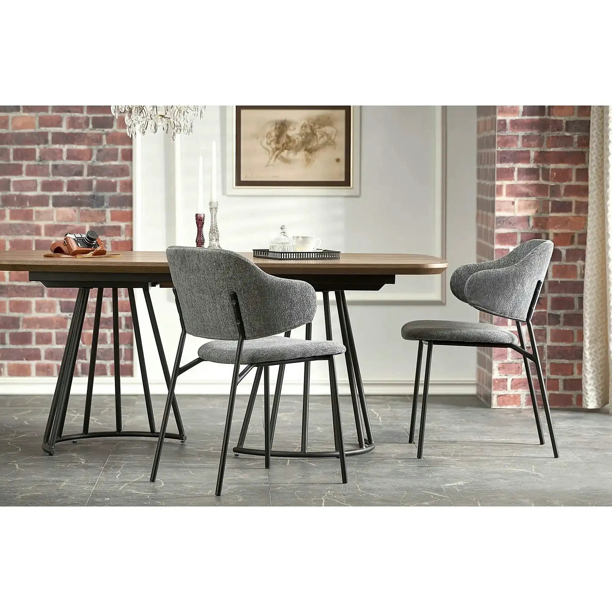 Scaun K497, gri deschis, stofa clasica/metal, 52x62x82 cm